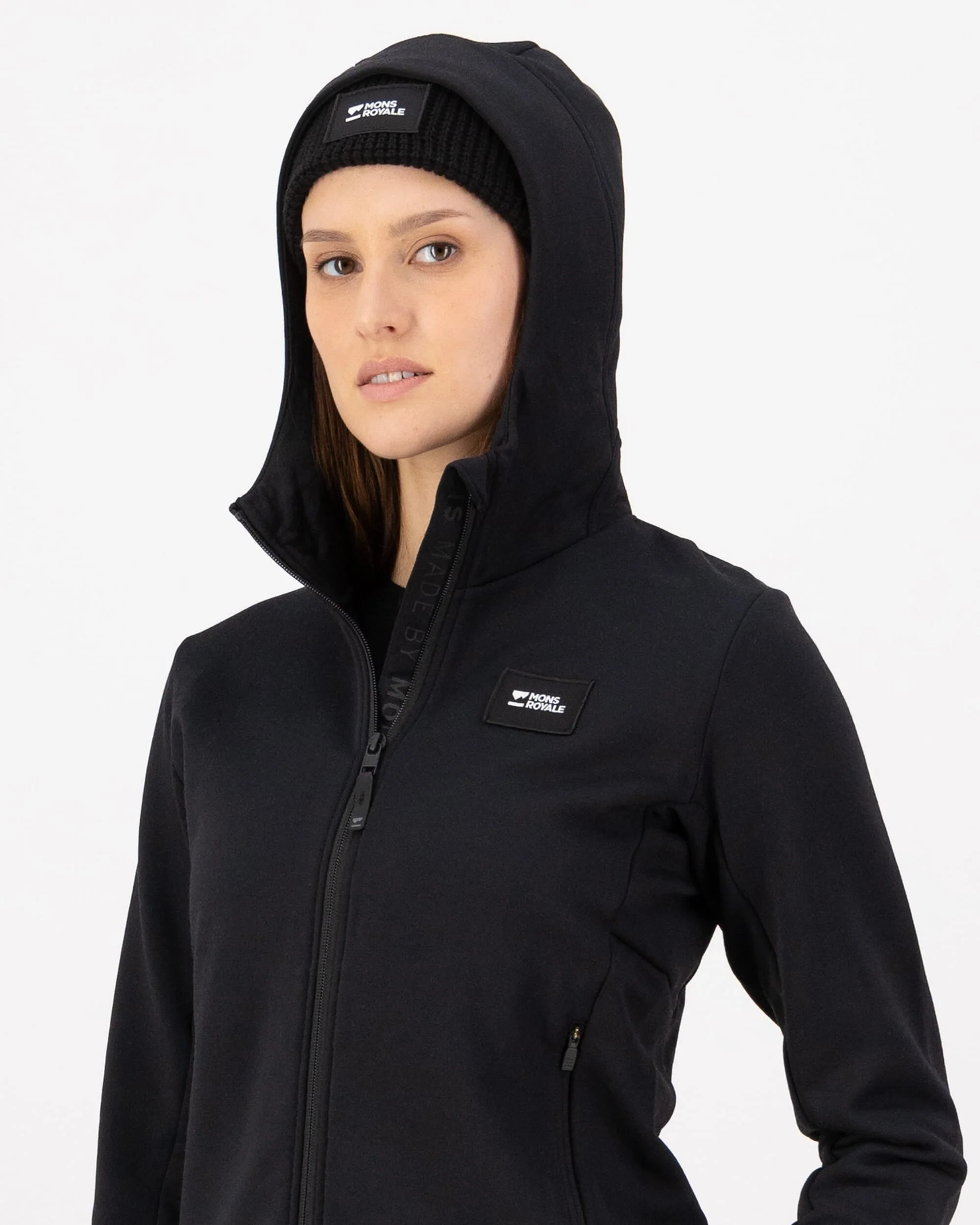 Arcadia Merino Fleece Hoody - Black | Women's Mid Layer - Image 3