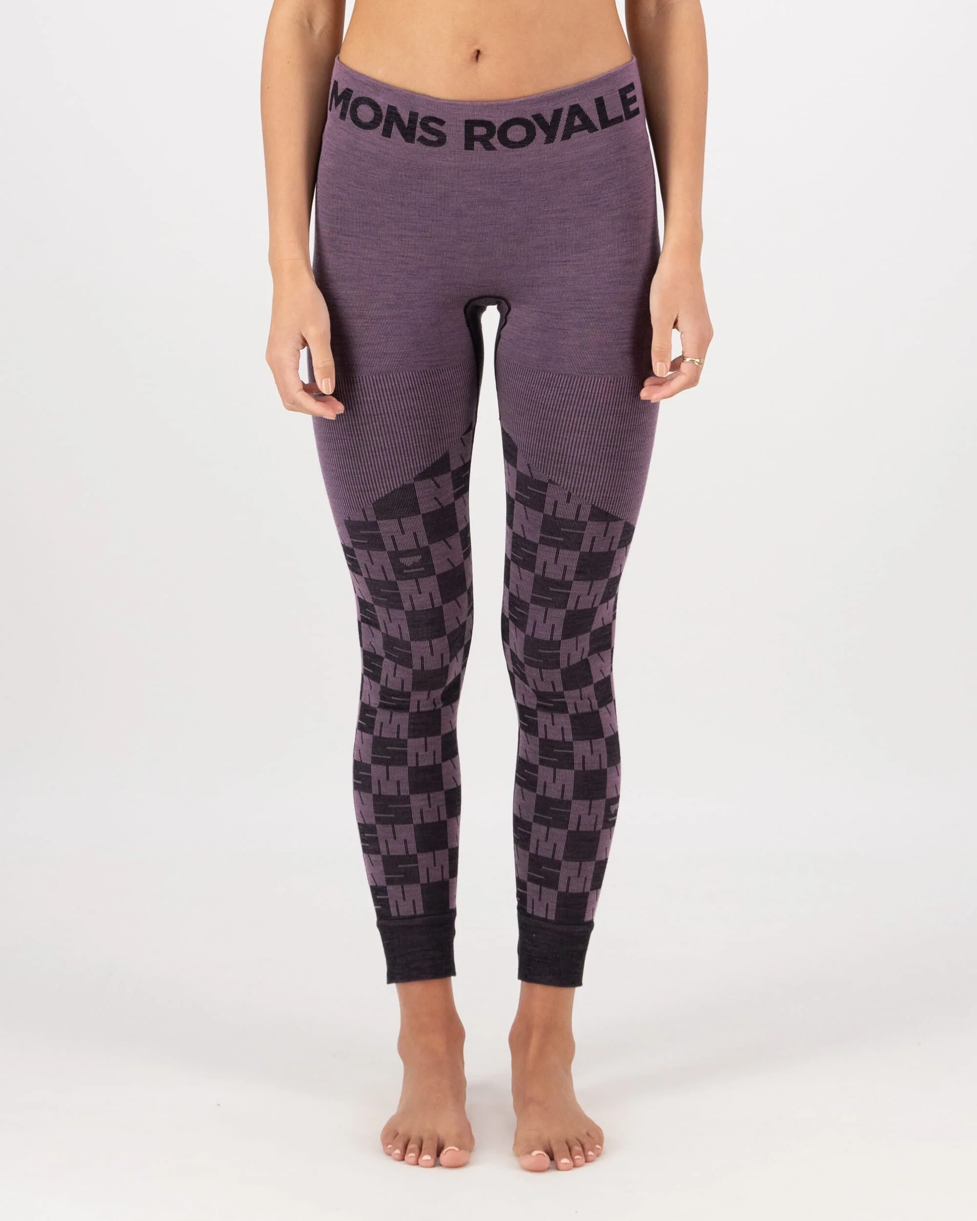 Ascender Merino Base Layer Legging - Mauve / Black | Women's Leggings - Image 3