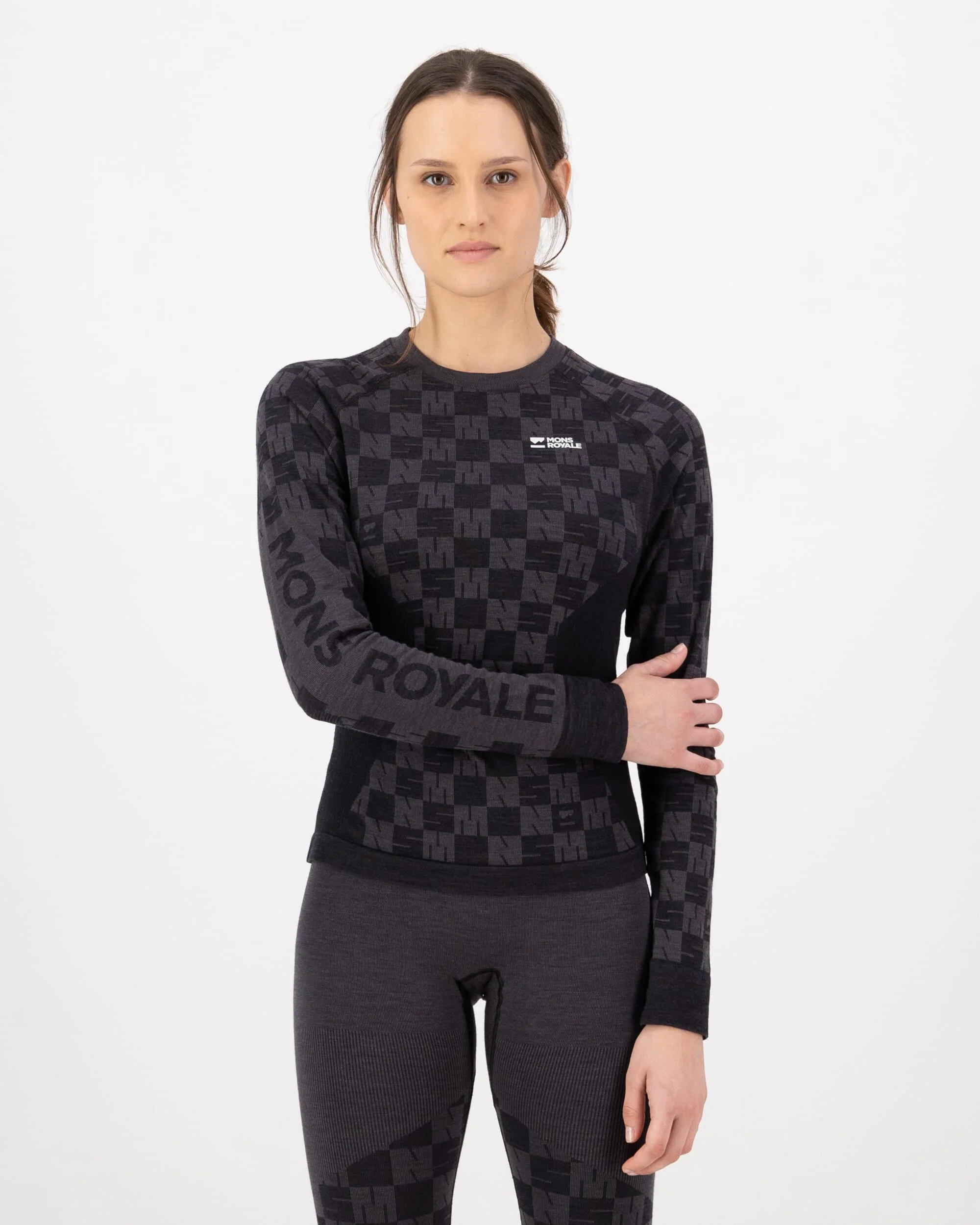 Ascender Merino Base Layer Long Sleeve - Forged Iron / Black |Women's Long Sleeve Top - Image 3