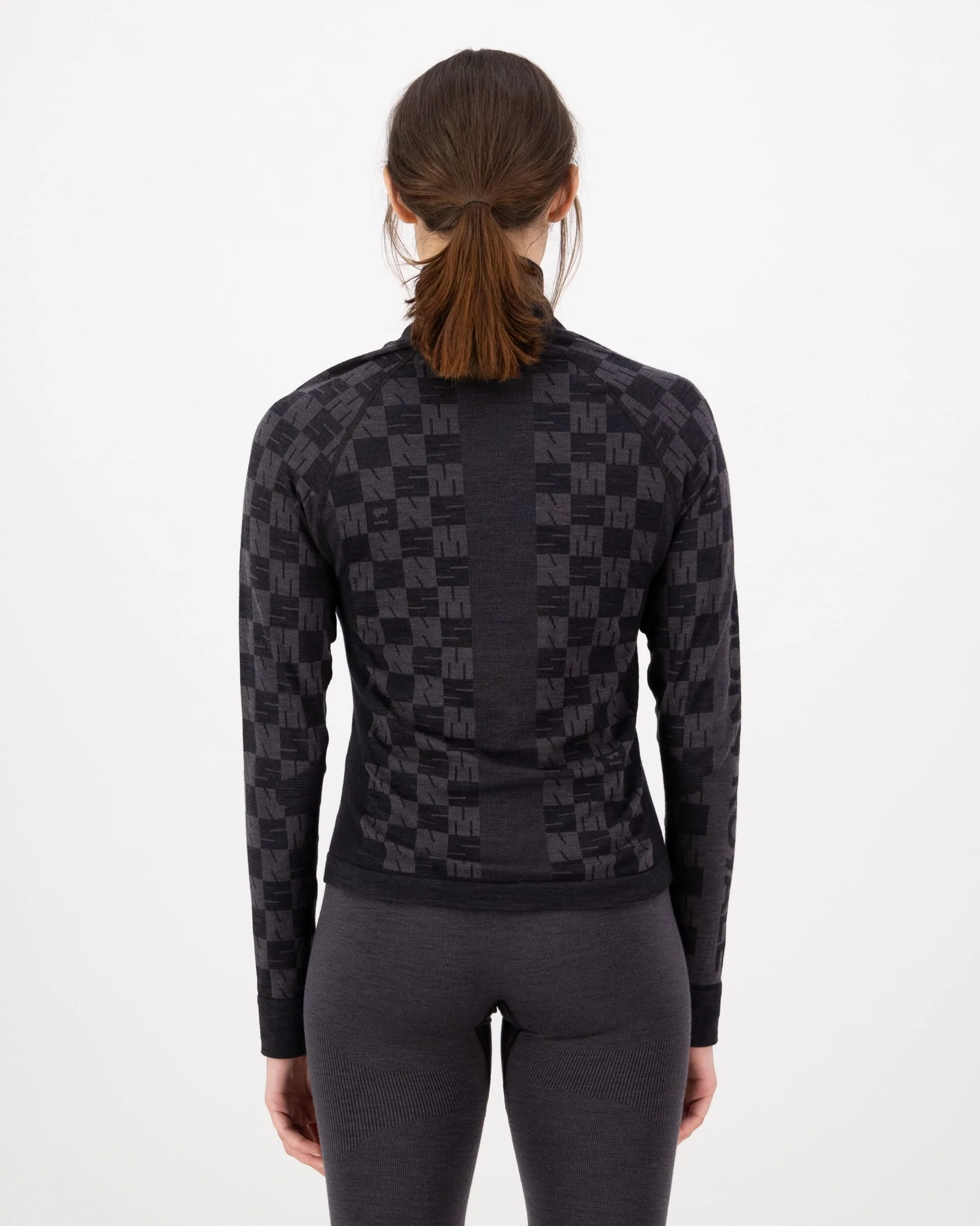 Ascender Merino Base Layer Mock Neck Long Sleeve - Forged Iron / Black | Women's Long Sleeve Top - Image 2