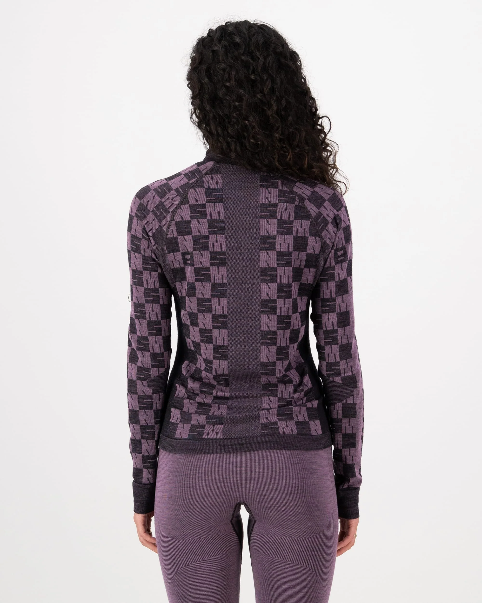 Ascender Merino Base Layer Mock Neck Long Sleeve - Mauve / Black | Women's Long Sleeve Top - Image 2