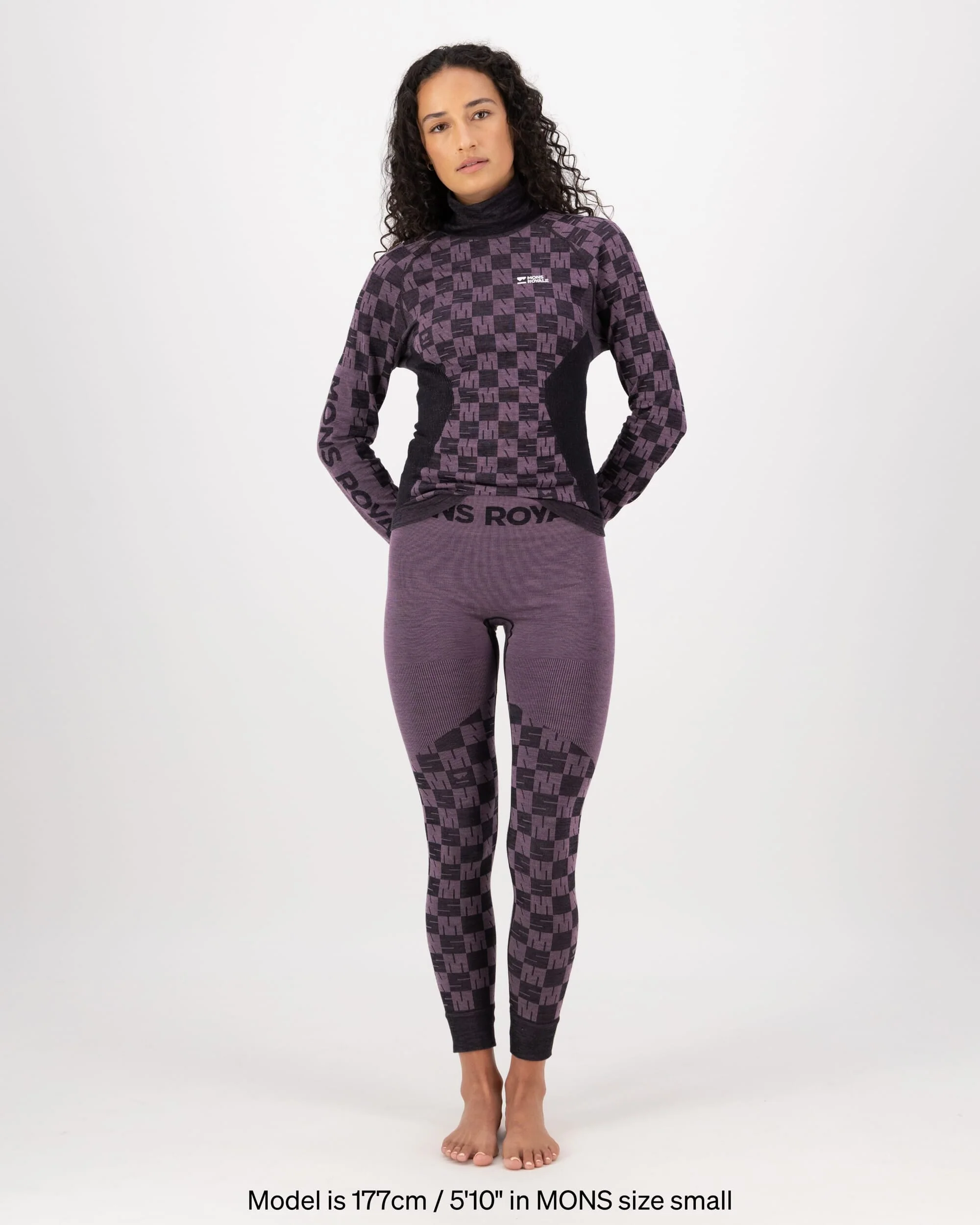 Ascender Merino Base Layer Mock Neck Long Sleeve - Mauve / Black | Women's Long Sleeve Top - Image 4