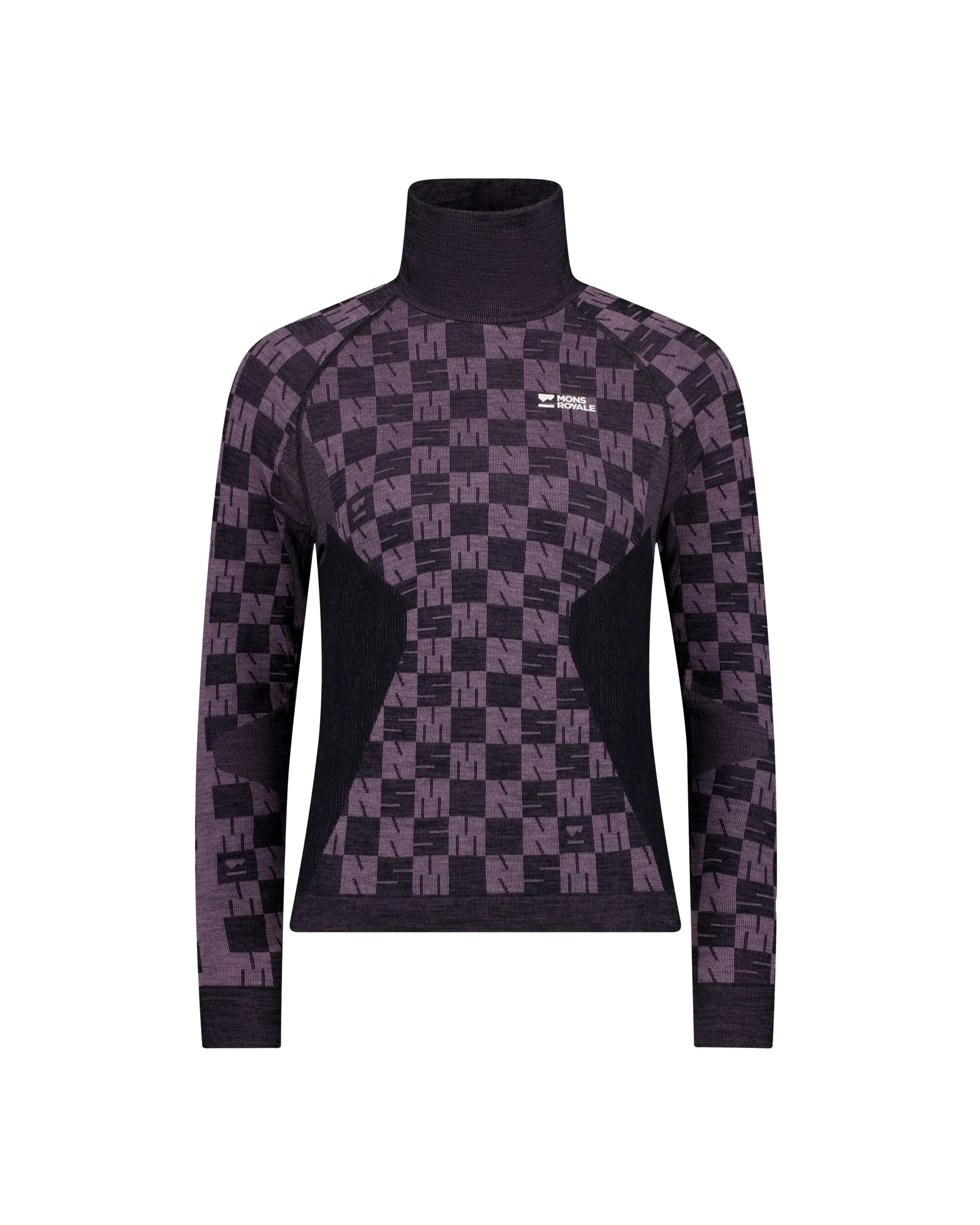 Ascender Merino Base Layer Mock Neck Long Sleeve - Mauve / Black | Women's Long Sleeve Top - Image 5