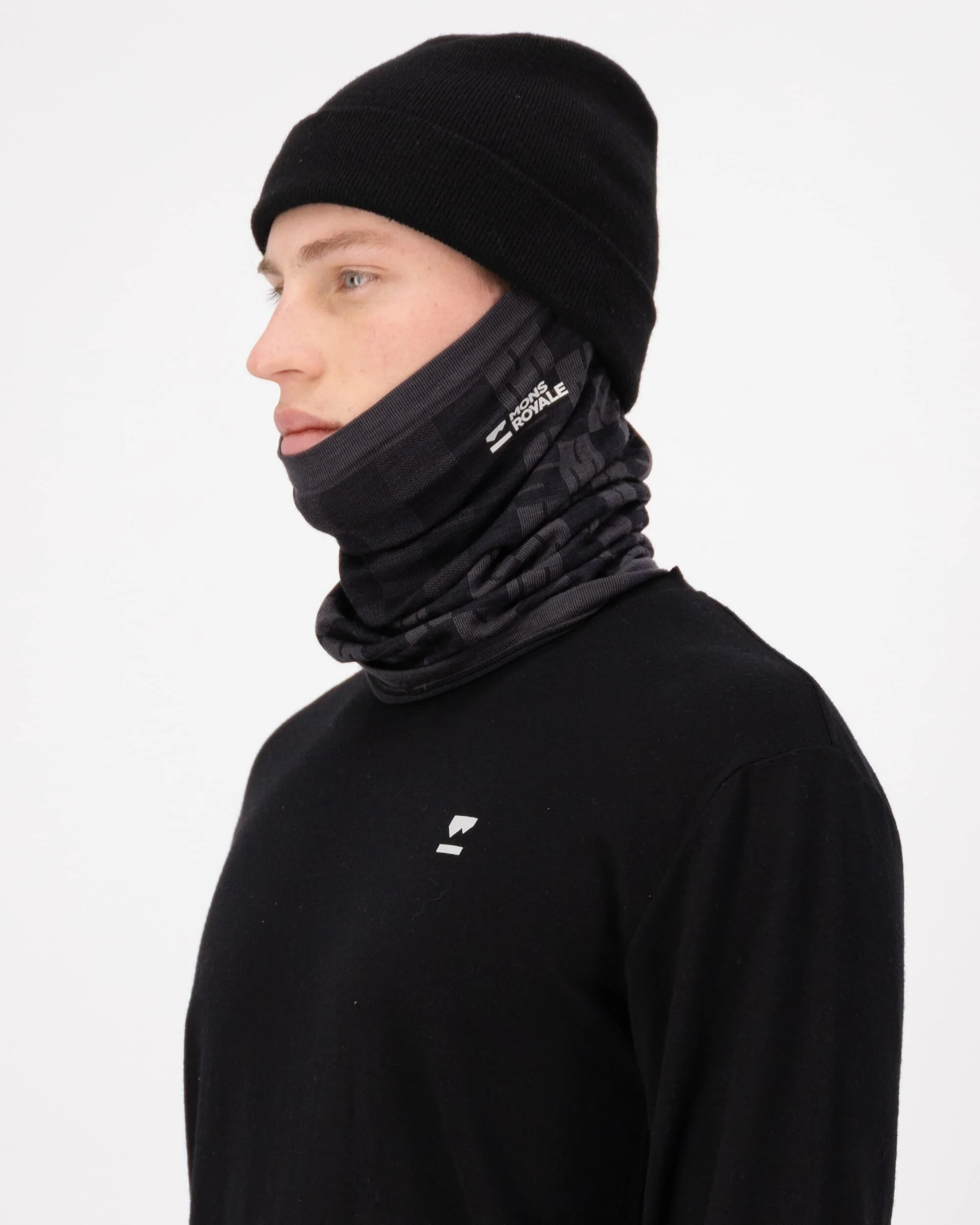 Ascender Merino Neckwarmer - Forged Iron / Black | Unisex - Image 3