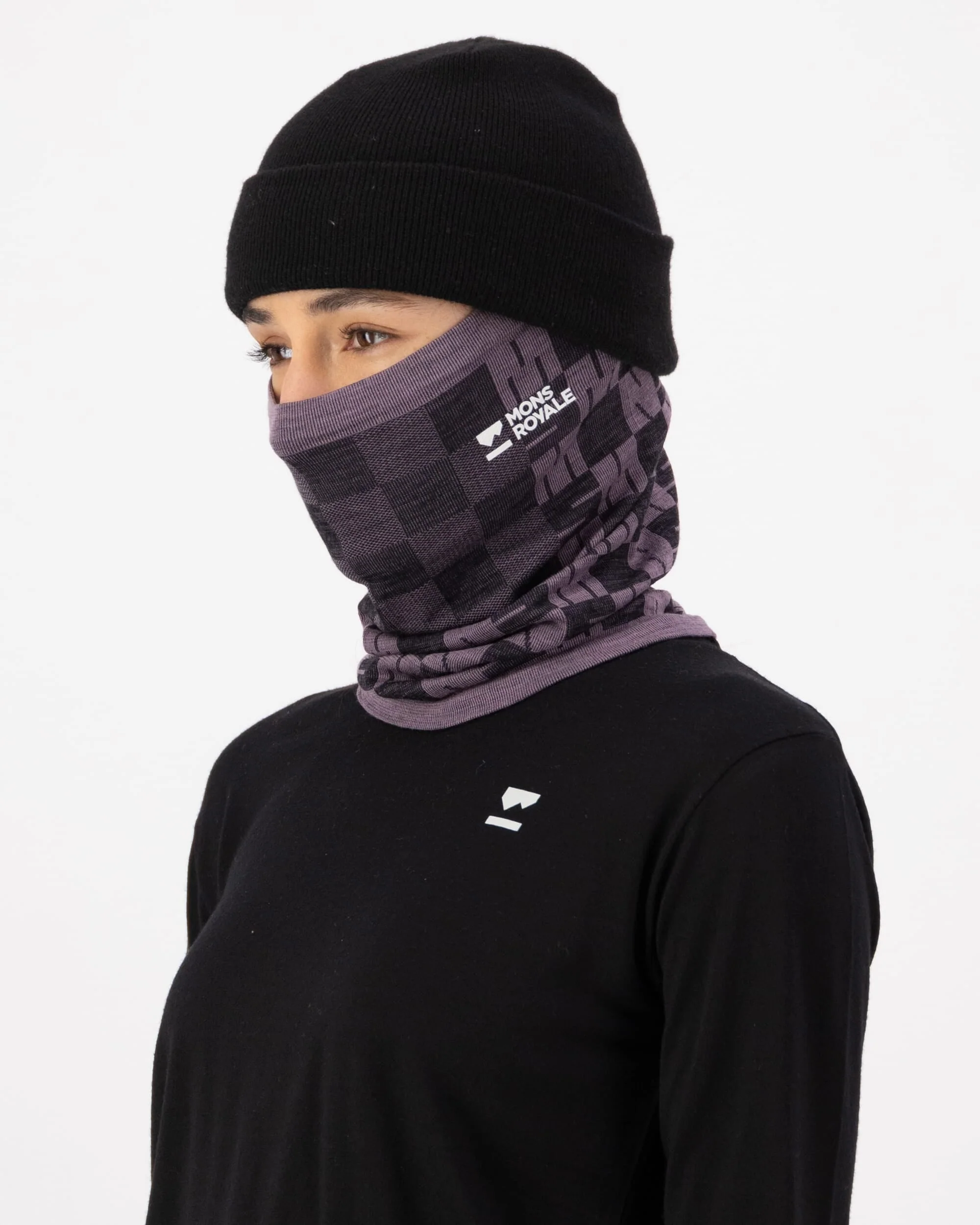 Ascender Merino Neckwarmer - Mauve / Black | Unisex - Image 3