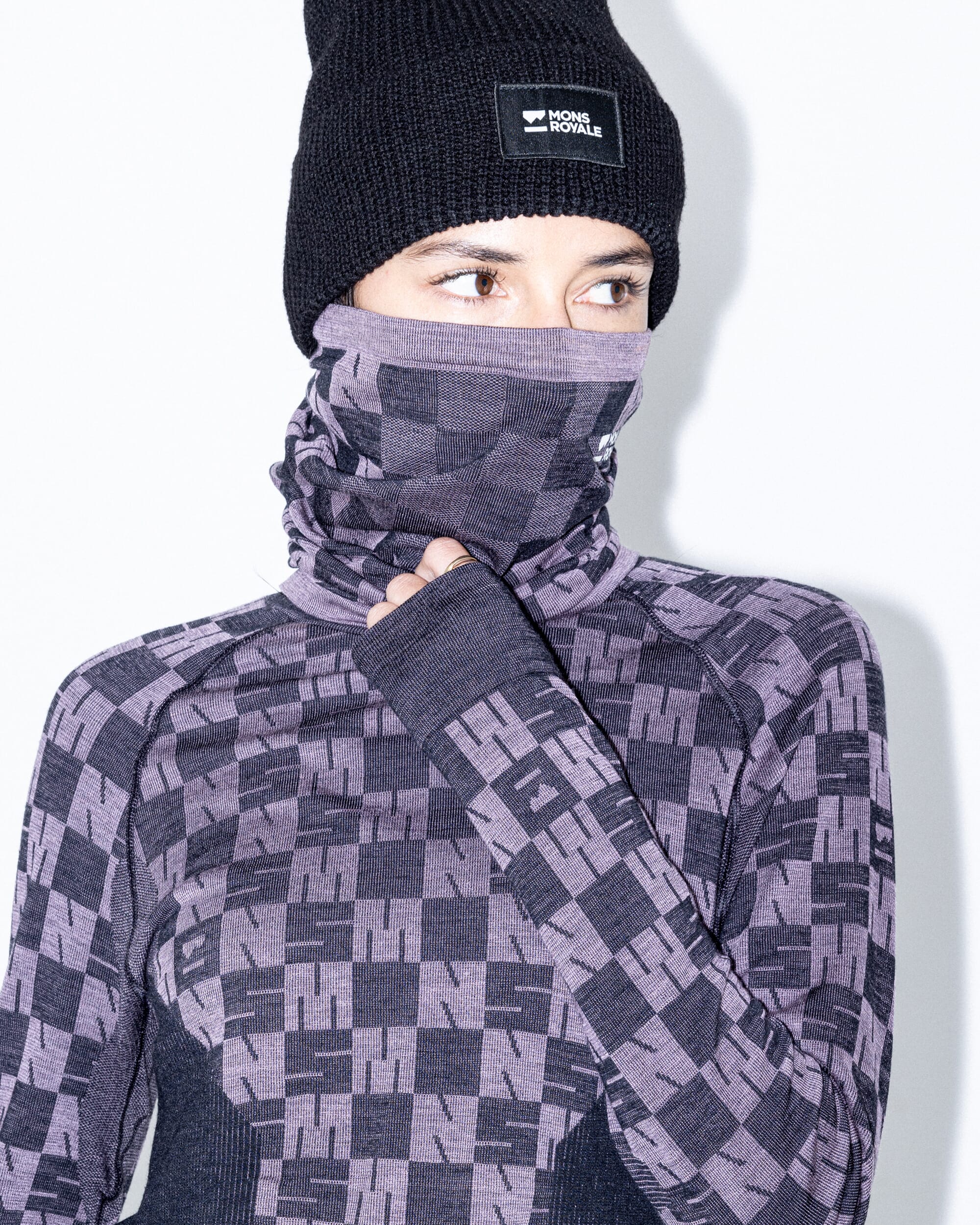 Ascender Merino Neckwarmer - Mauve / Black | Unisex - Image 5