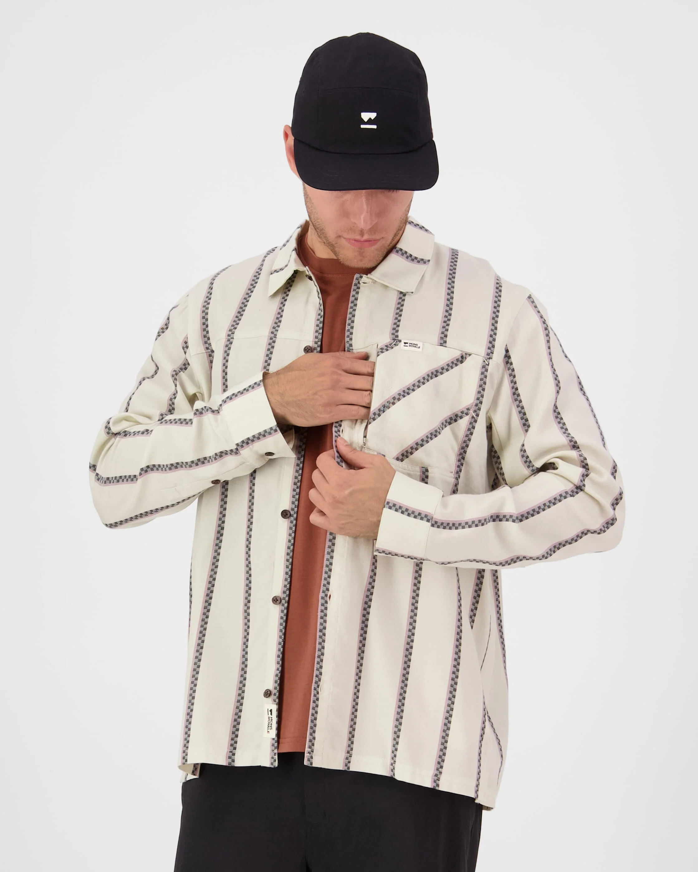 AT Merino Long Sleeve Shirt - Bone Stripe | Men's Shirt - Image 3