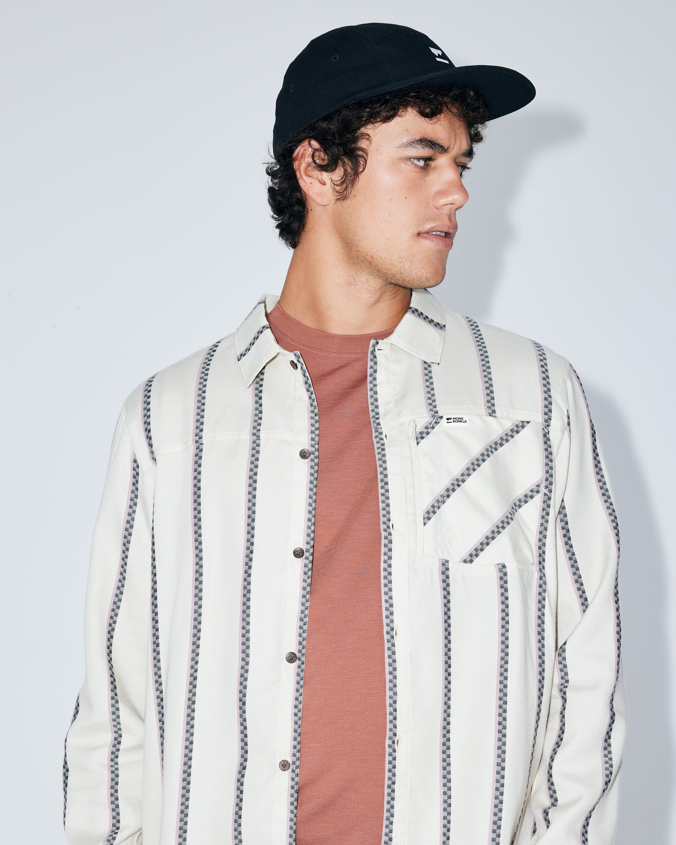 AT Merino Long Sleeve Shirt - Bone Stripe | Men's Shirt - Image 7