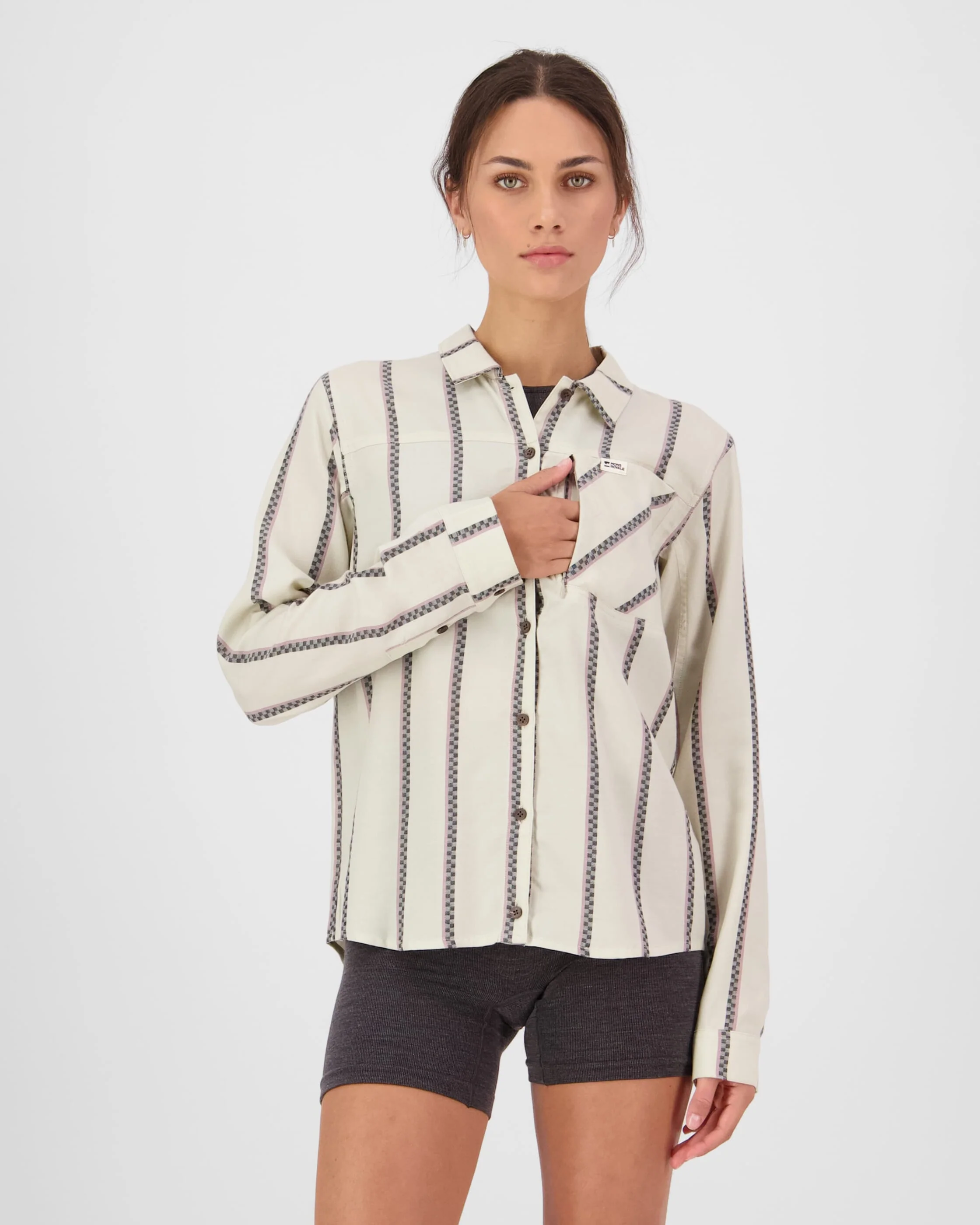 AT Merino Long Sleeve Shirt - Bone Stripe | Women's Shirt - Image 3