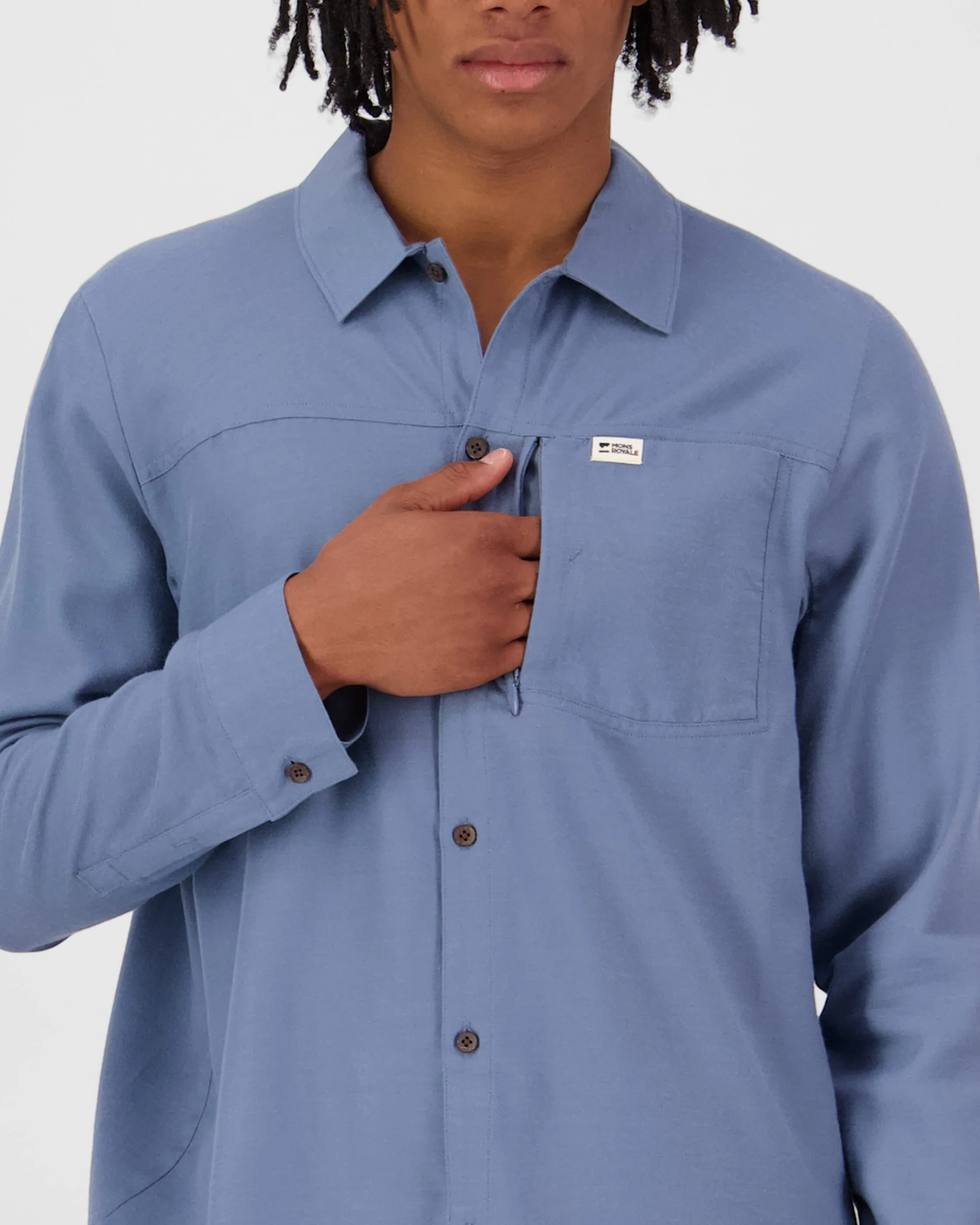AT Merino Long Sleeve Shirt - Horizon Blue | Men's Shirt - Image 3