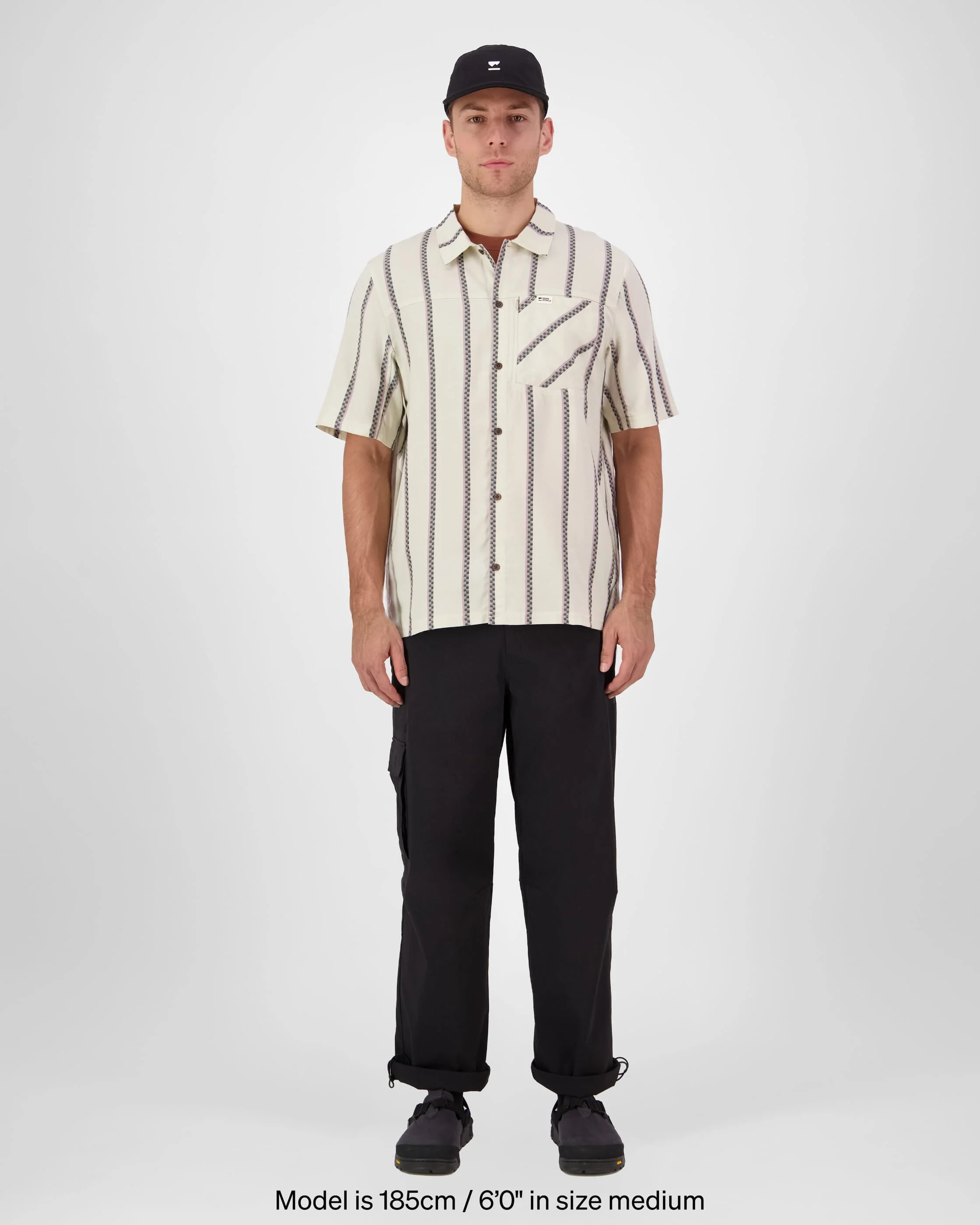 AT Merino Short Sleeve Shirt - Bone Stripe | Men's Shirt - Image 3