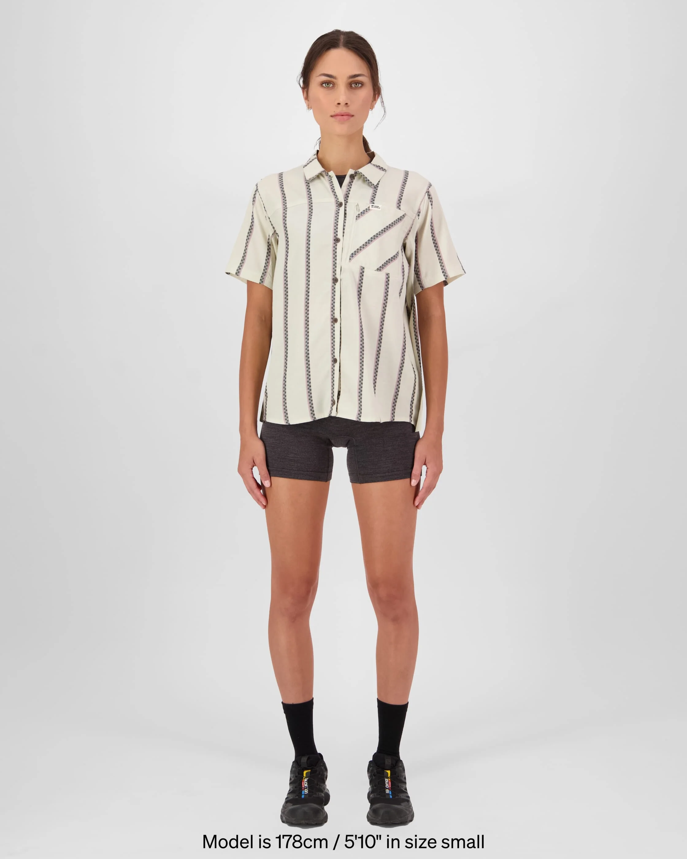 AT Merino Short Sleeve Shirt - Bone Stripe | Women's Shirt - Image 3