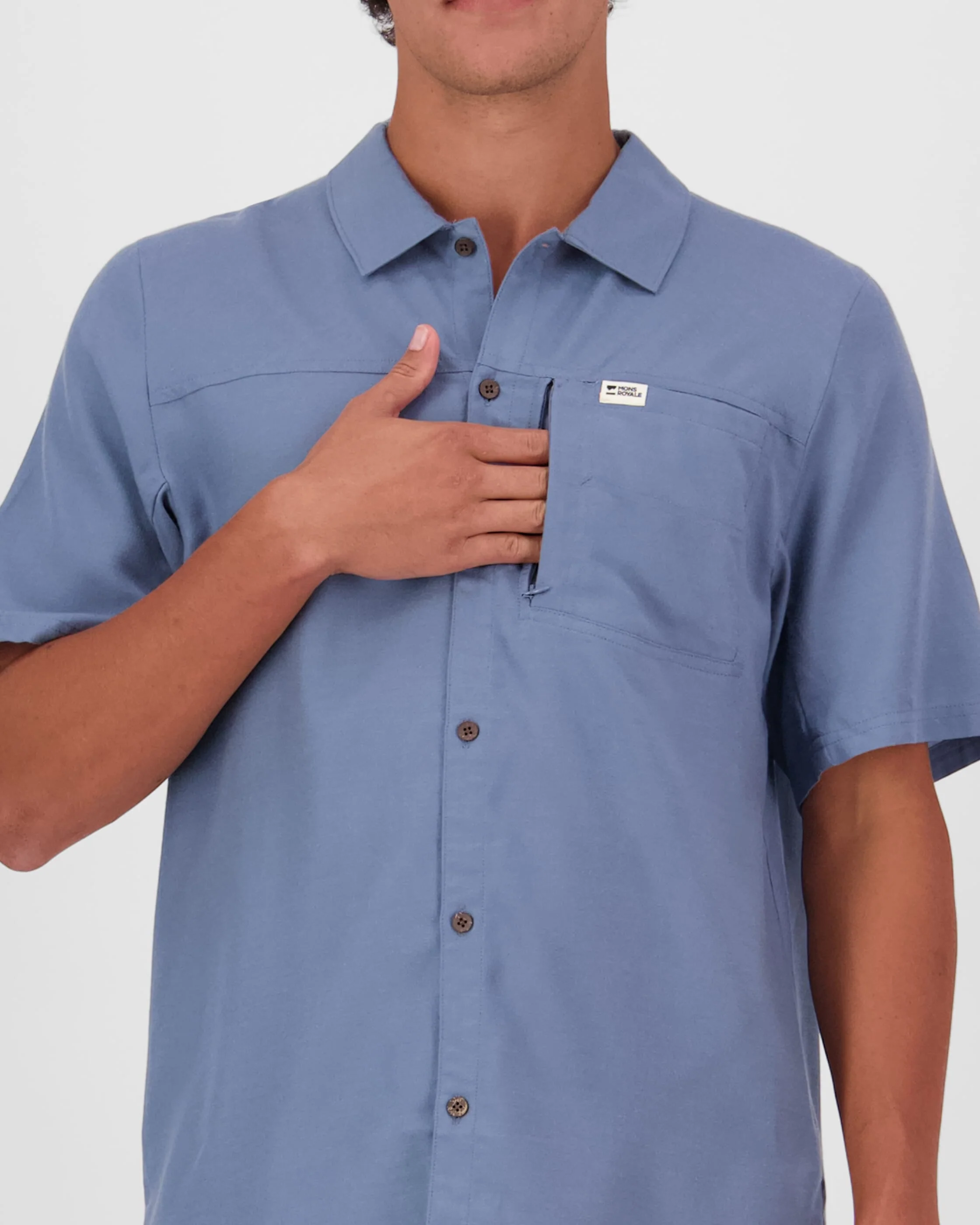 AT Merino Short Sleeve Shirt - Horizon Blue | Men's Shirt - Image 3