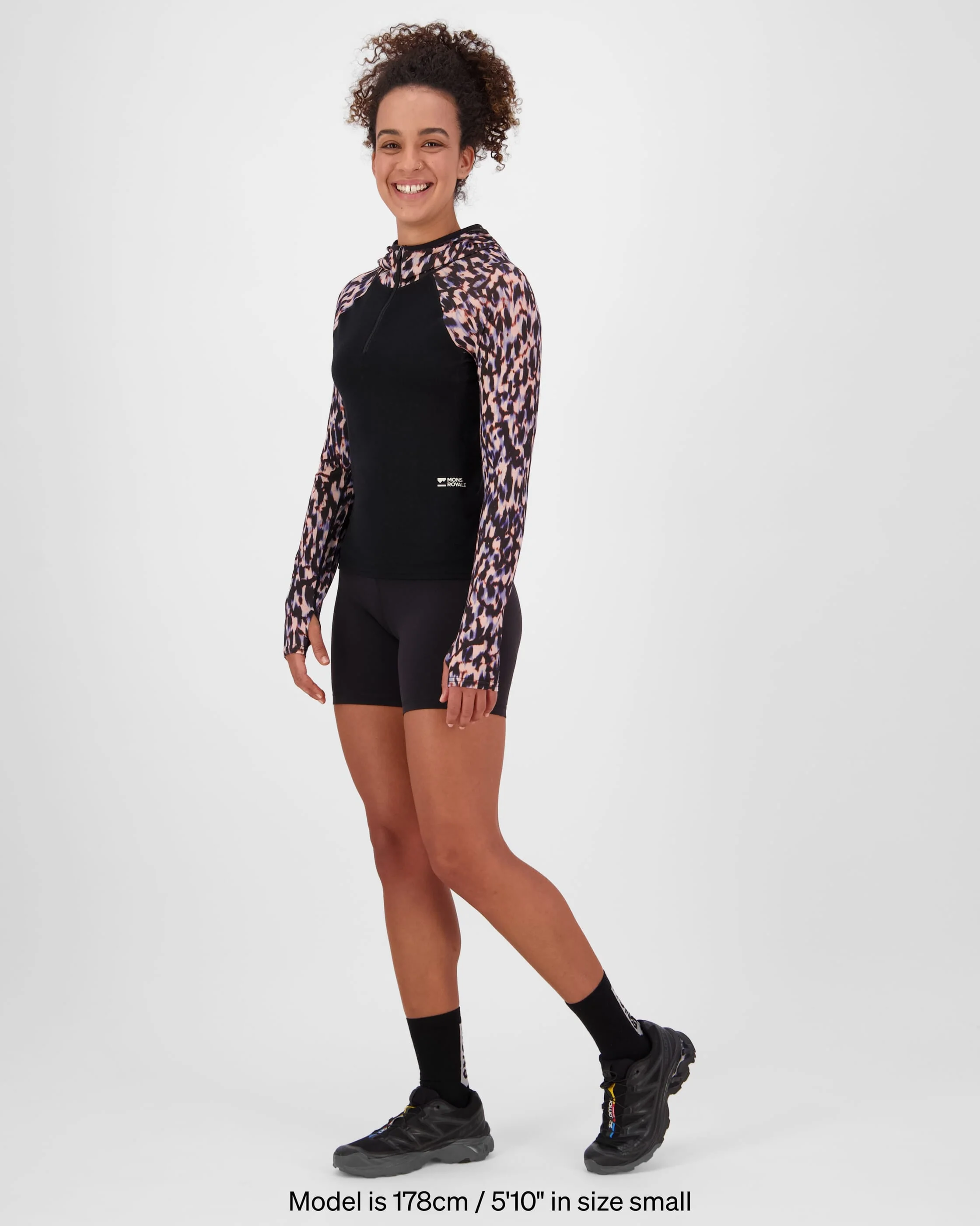 Bella Merino Long Sleeve Hood - Rock Leopard / Black | Women's Long Sleeve Top - Image 4