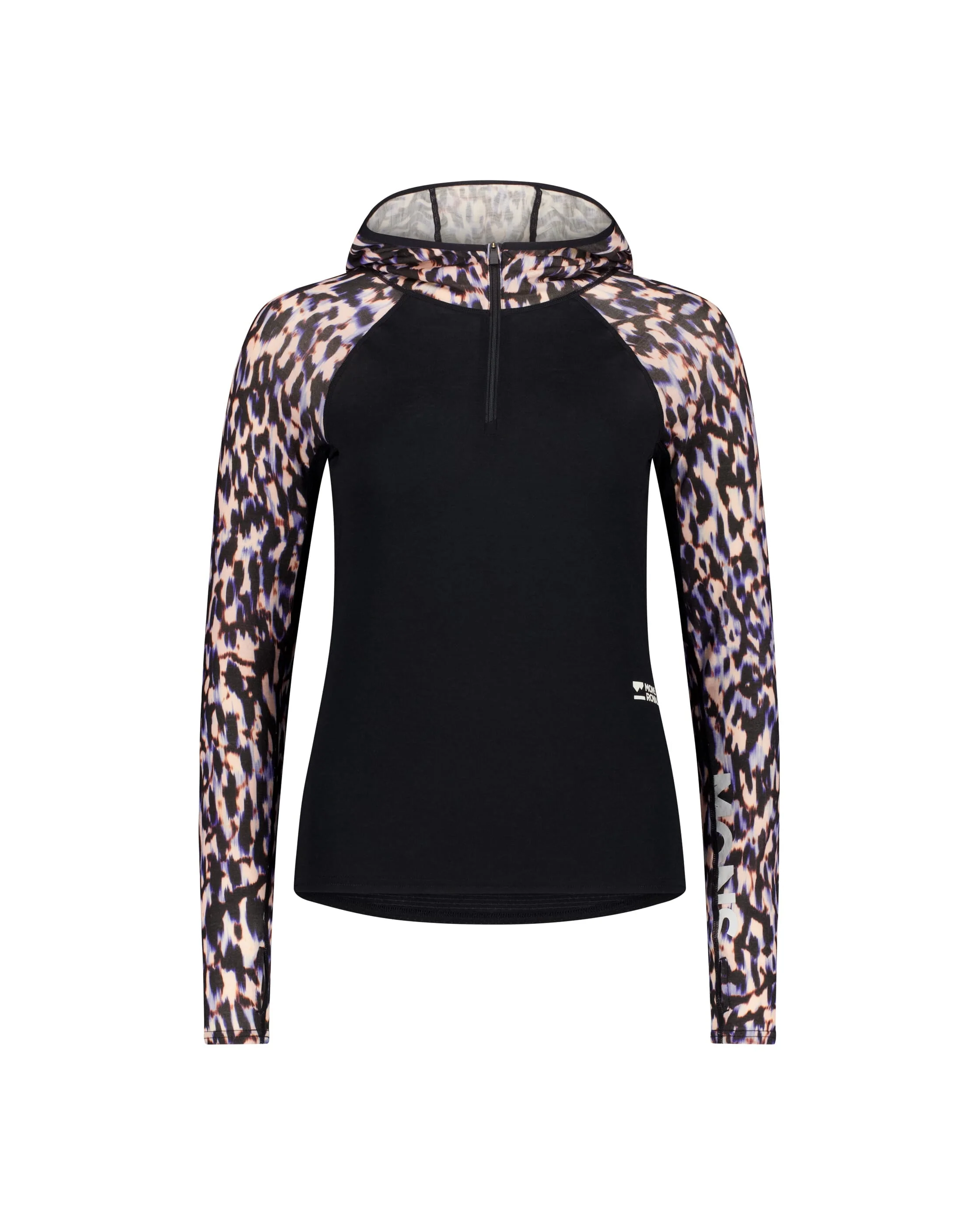 Bella Merino Long Sleeve Hood - Rock Leopard / Black | Women's Long Sleeve Top - Image 5