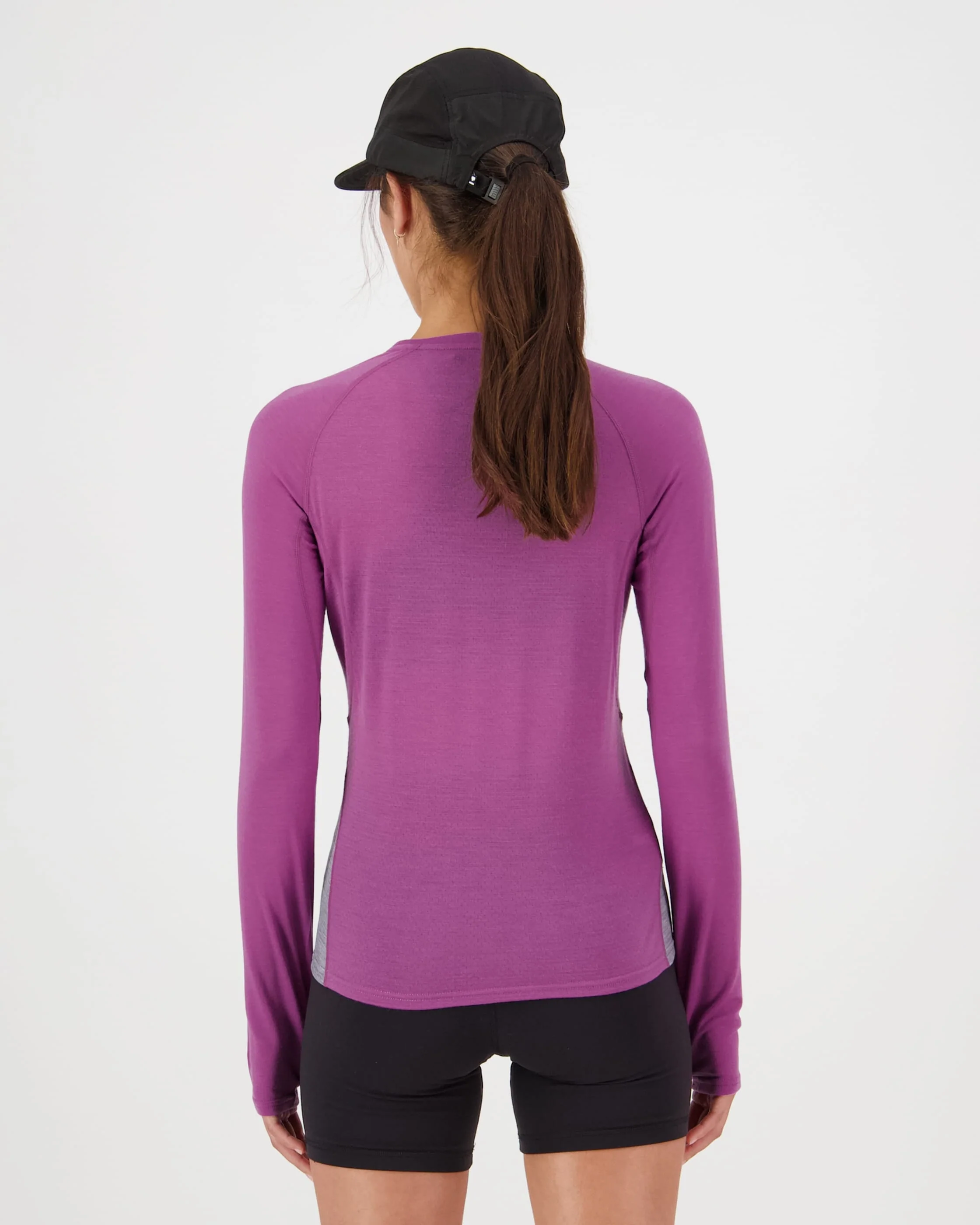 Bella Merino Long Sleeve - Purple Bolt / Grey Heather | Women's Long Sleeve Top - Image 2