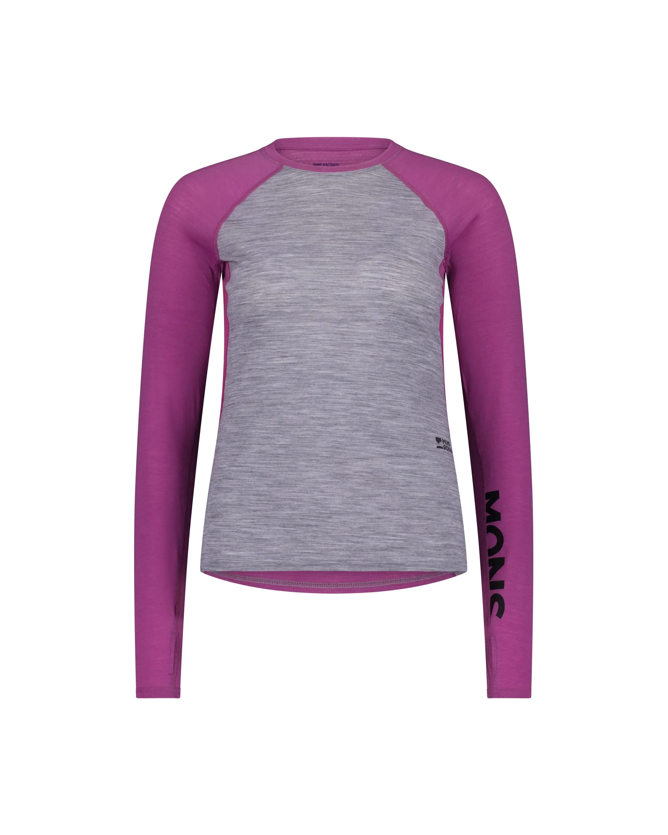 Bella Merino Long Sleeve - Purple Bolt / Grey Heather | Women's Long Sleeve Top - Image 5