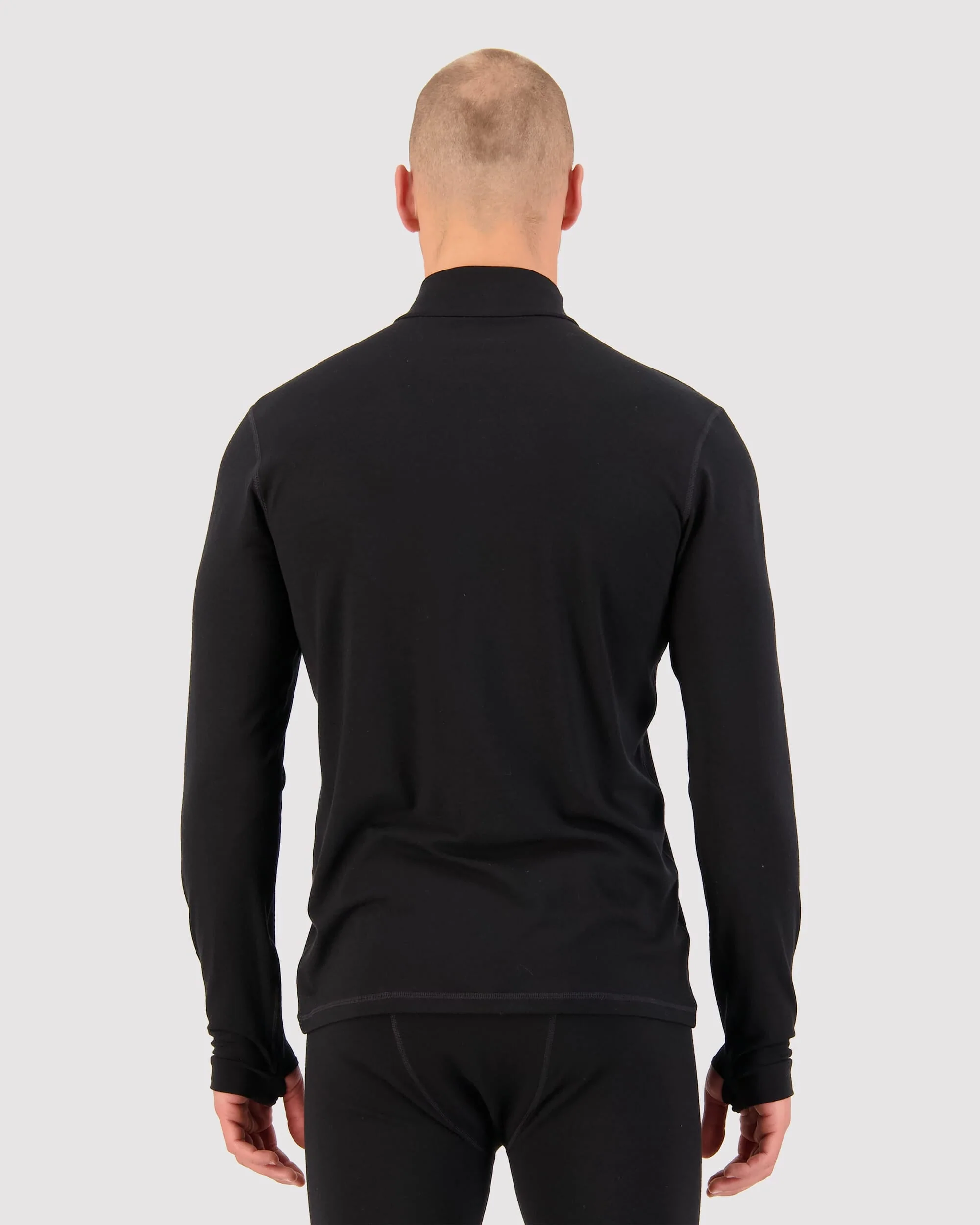 Cascade Merino Base Layer 1/4 Zip Long Sleeve - Black | Men's Long Sleeve Top - Image 2