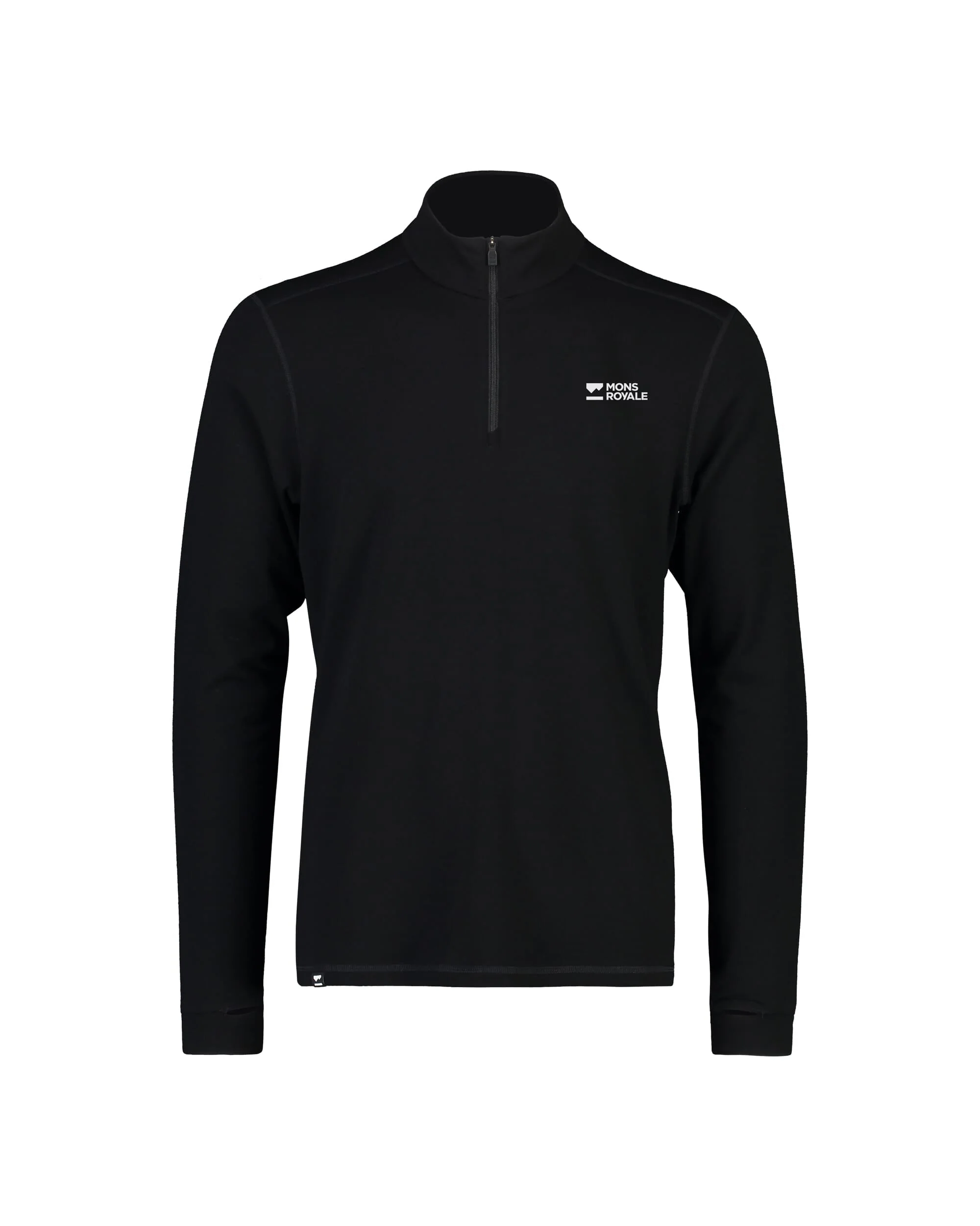 Cascade Merino Base Layer 1/4 Zip Long Sleeve - Black | Men's Long Sleeve Top - Image 4