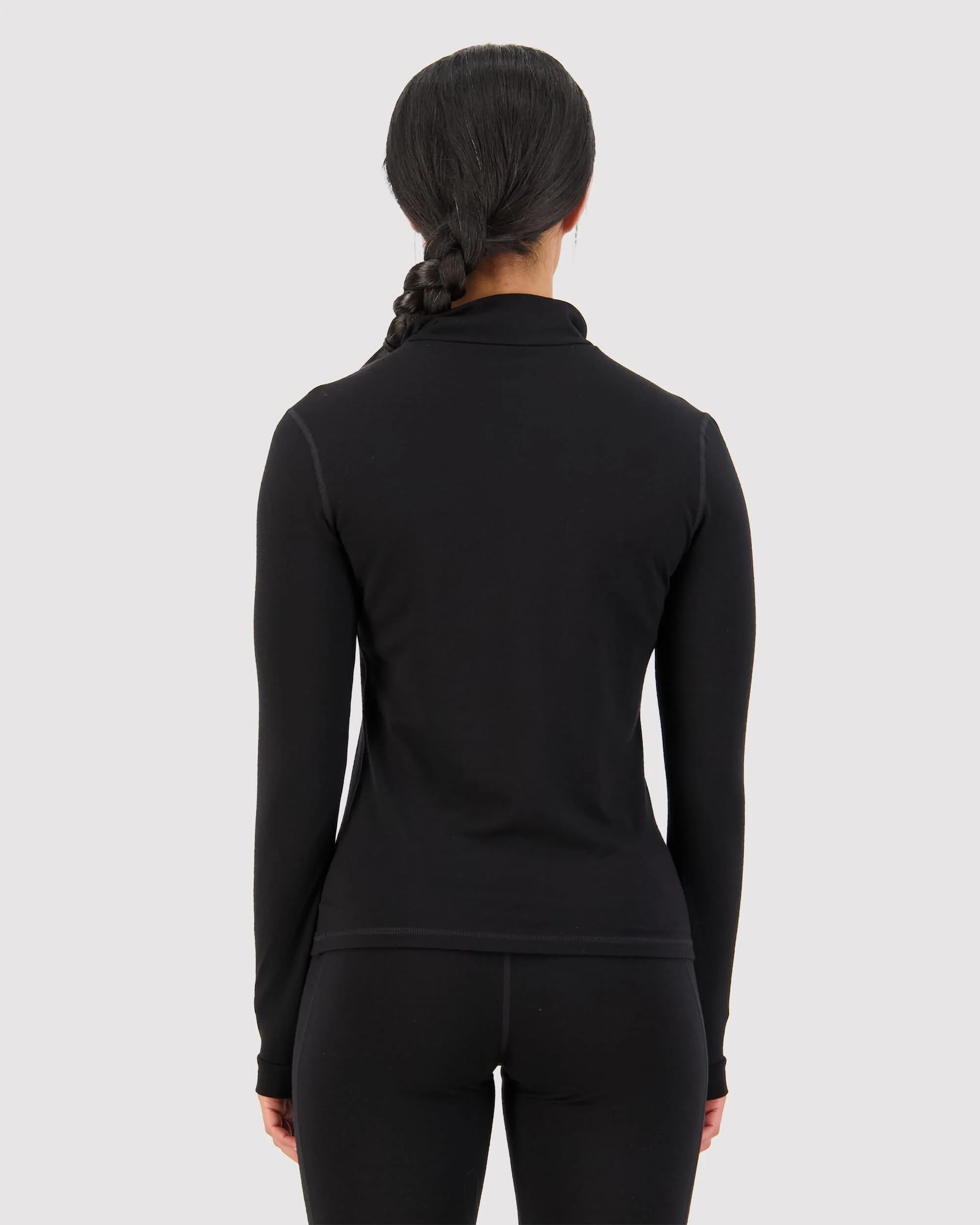 Cascade Merino Base Layer 1/4 Zip Long Sleeve - Black | Women's Long Sleeve Top - Image 2