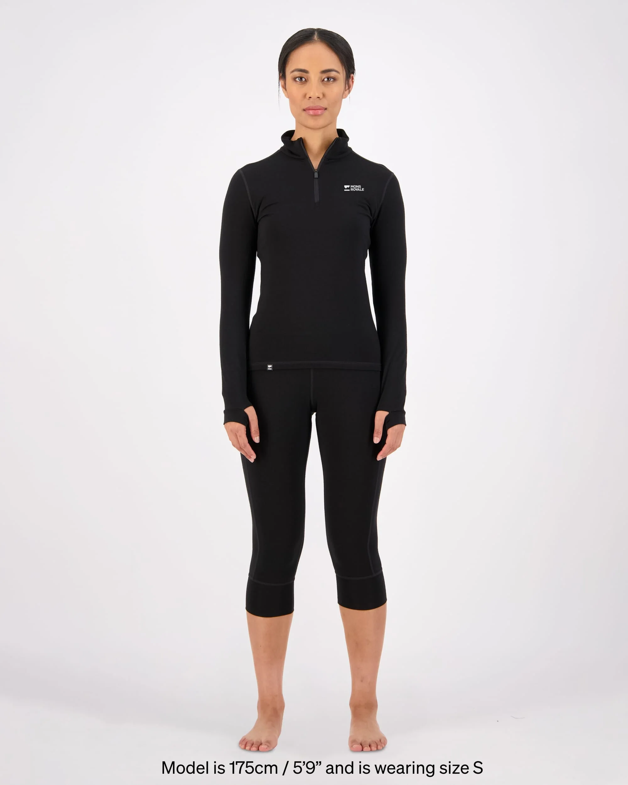 Cascade Merino Base Layer 1/4 Zip Long Sleeve - Black | Women's Long Sleeve Top - Image 4