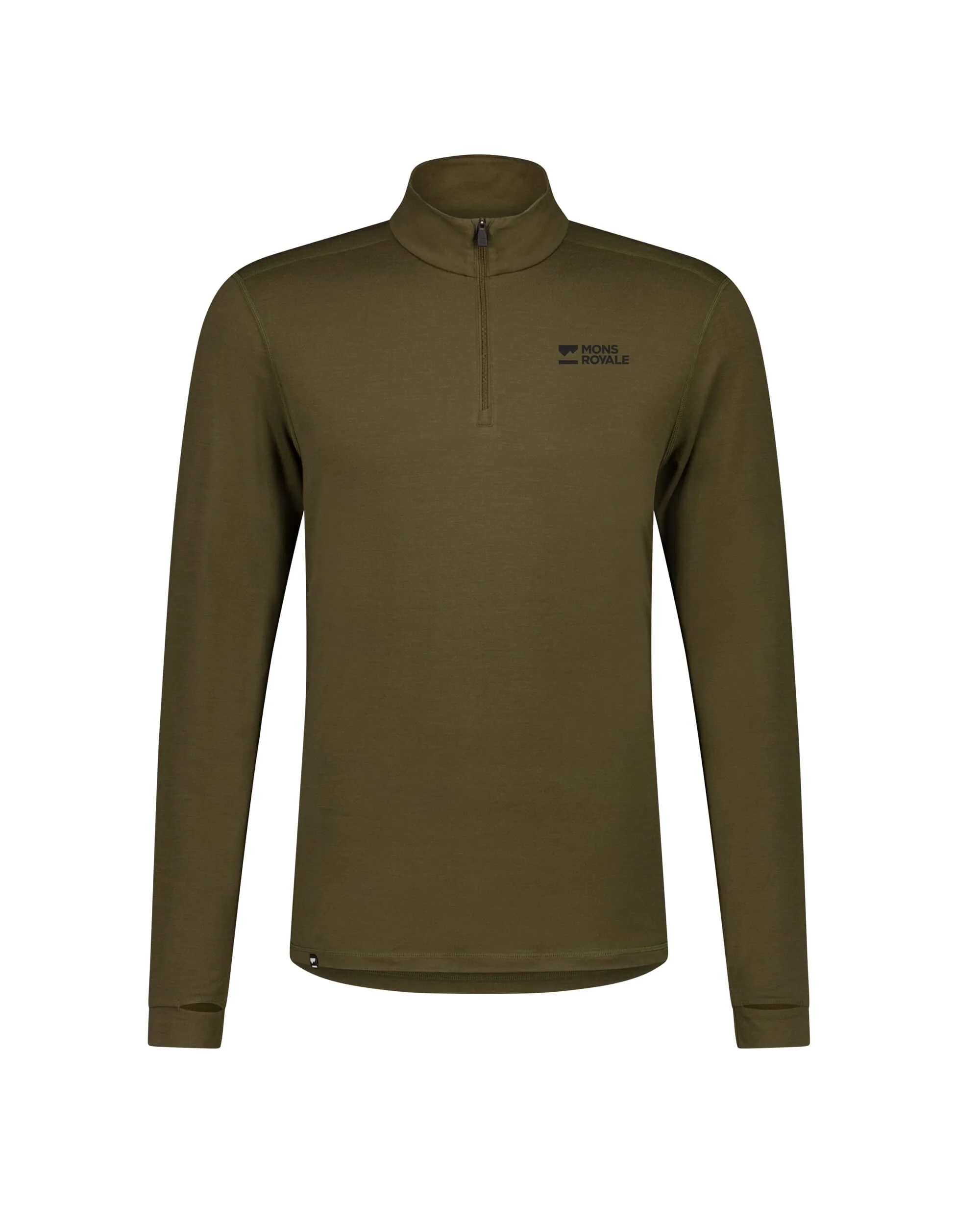 Cascade Merino Base Layer 1/4 Zip Long Sleeve - Dark Olive | Men's Long Sleeve Top - Image 6