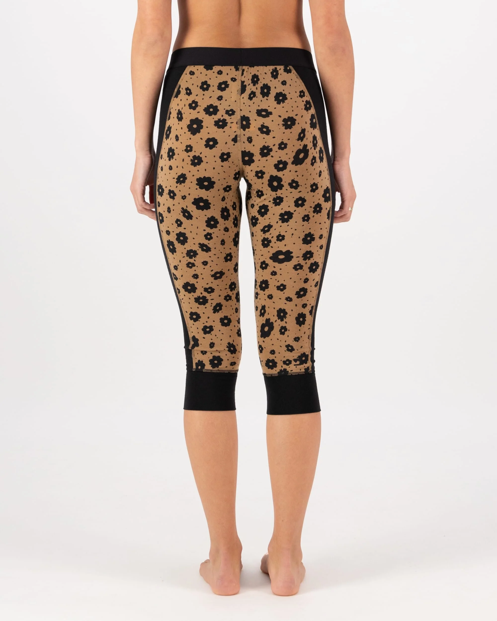 Cascade Merino Base Layer 3/4 Legging - Aoraki Lily Toffee | Women's Leggings - Image 2