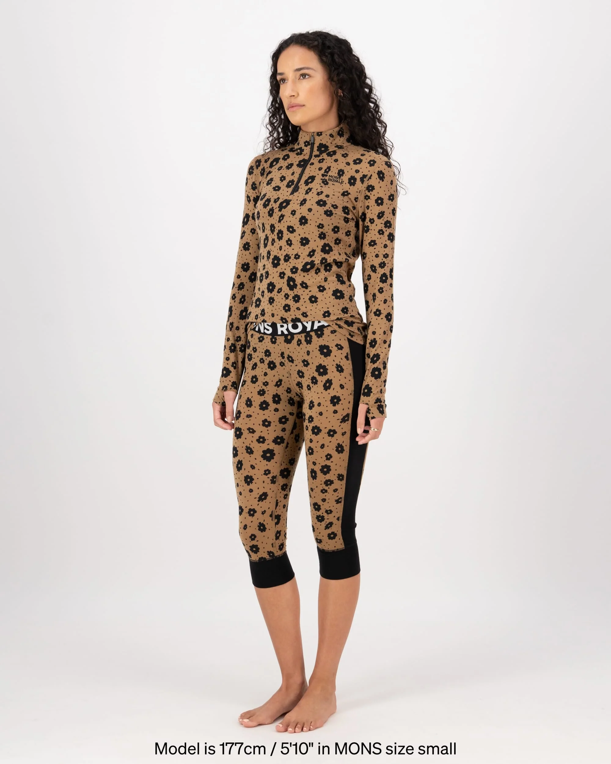Cascade Merino Base Layer 3/4 Legging - Aoraki Lily Toffee | Women's Leggings - Image 3