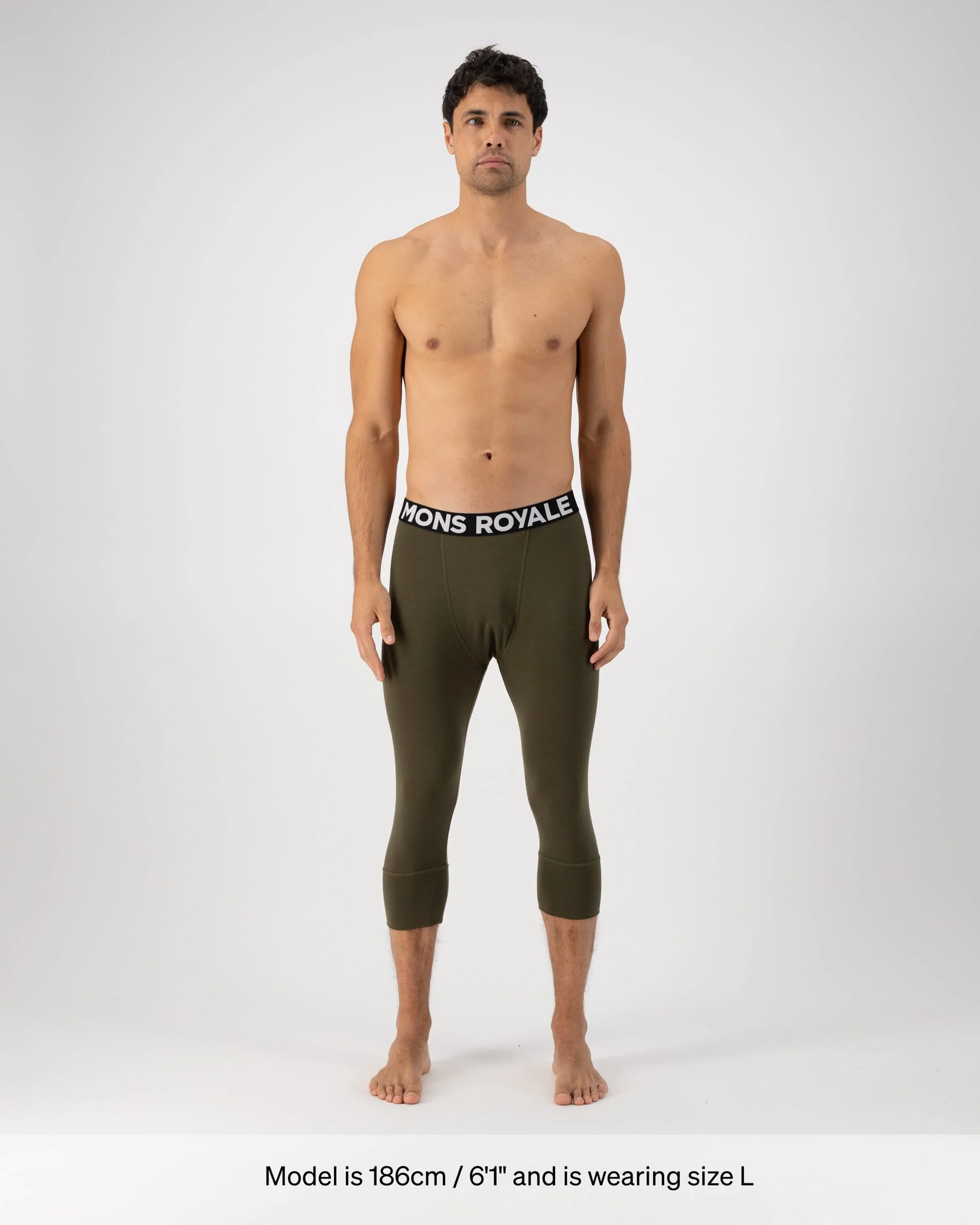 Cascade Merino Base Layer 3/4 Legging - Dark Olive | Men's Leggings - Image 4