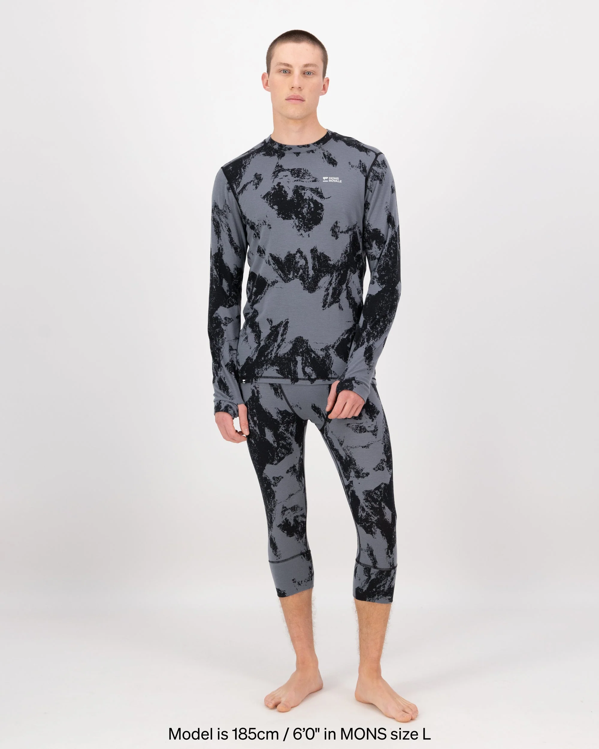 Cascade Merino Base Layer 3/4 Legging - Mtn Pixel Grey | Men's Leggings - Image 3