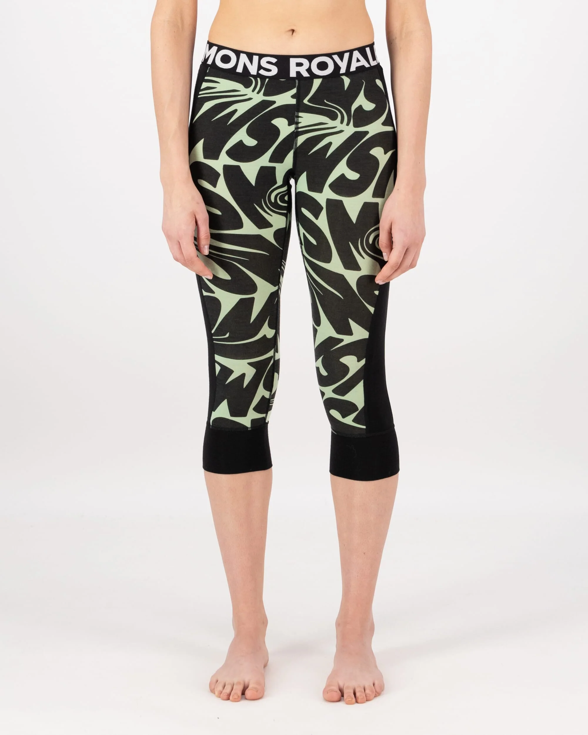 Cascade Merino Base Layer 3/4 Legging - Signal Lost Matcha | Women's Leggings - Image 3
