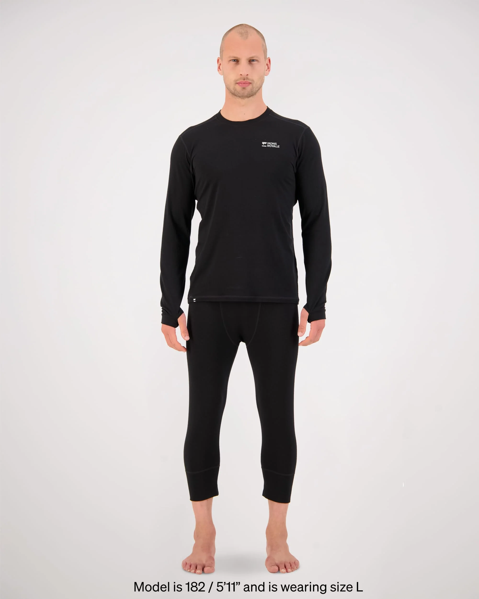 Cascade Merino Base Layer Long Sleeve - Black | Men's Long Sleeve Top - Image 3