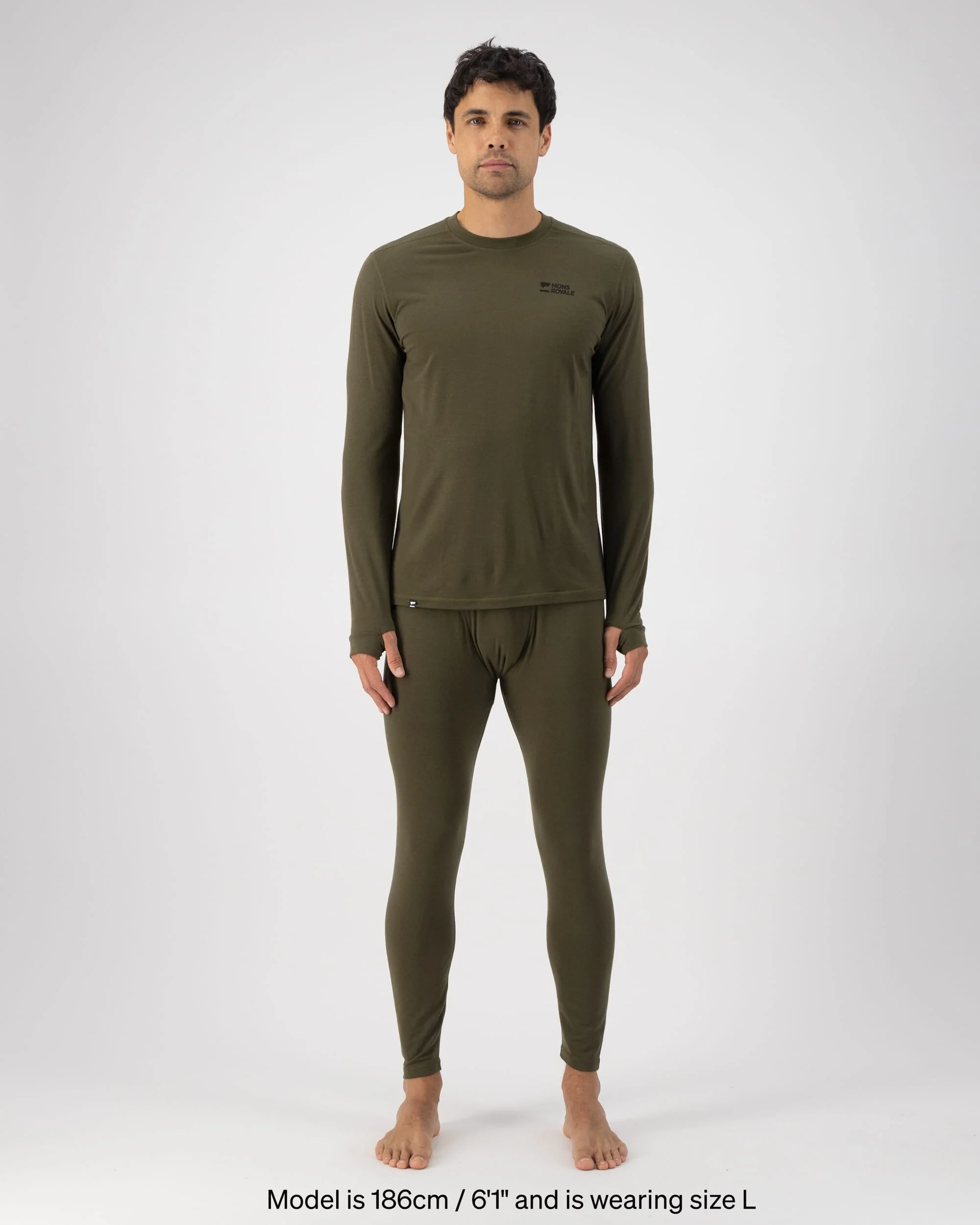 Cascade Merino Base Layer Long Sleeve - Dark Olive | Men's Long Sleeve Top - Image 4