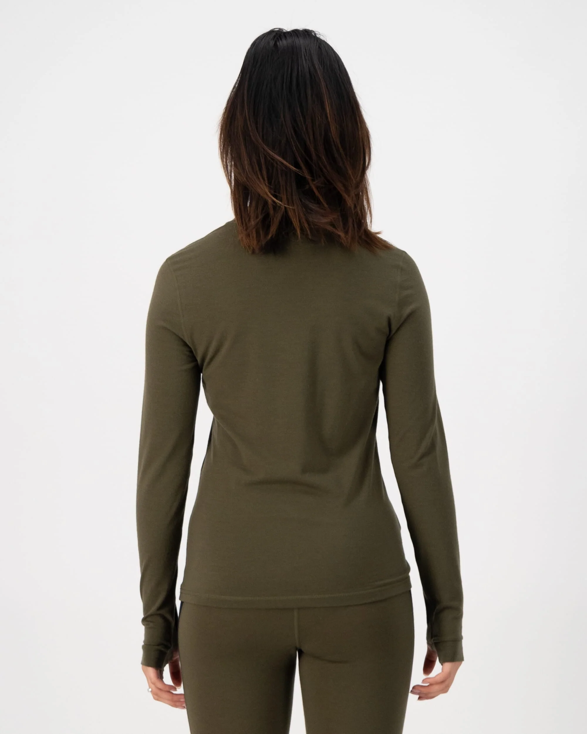 Cascade Merino Base Layer Long Sleeve - Dark Olive | Women's Long Sleeve Top - Image 2
