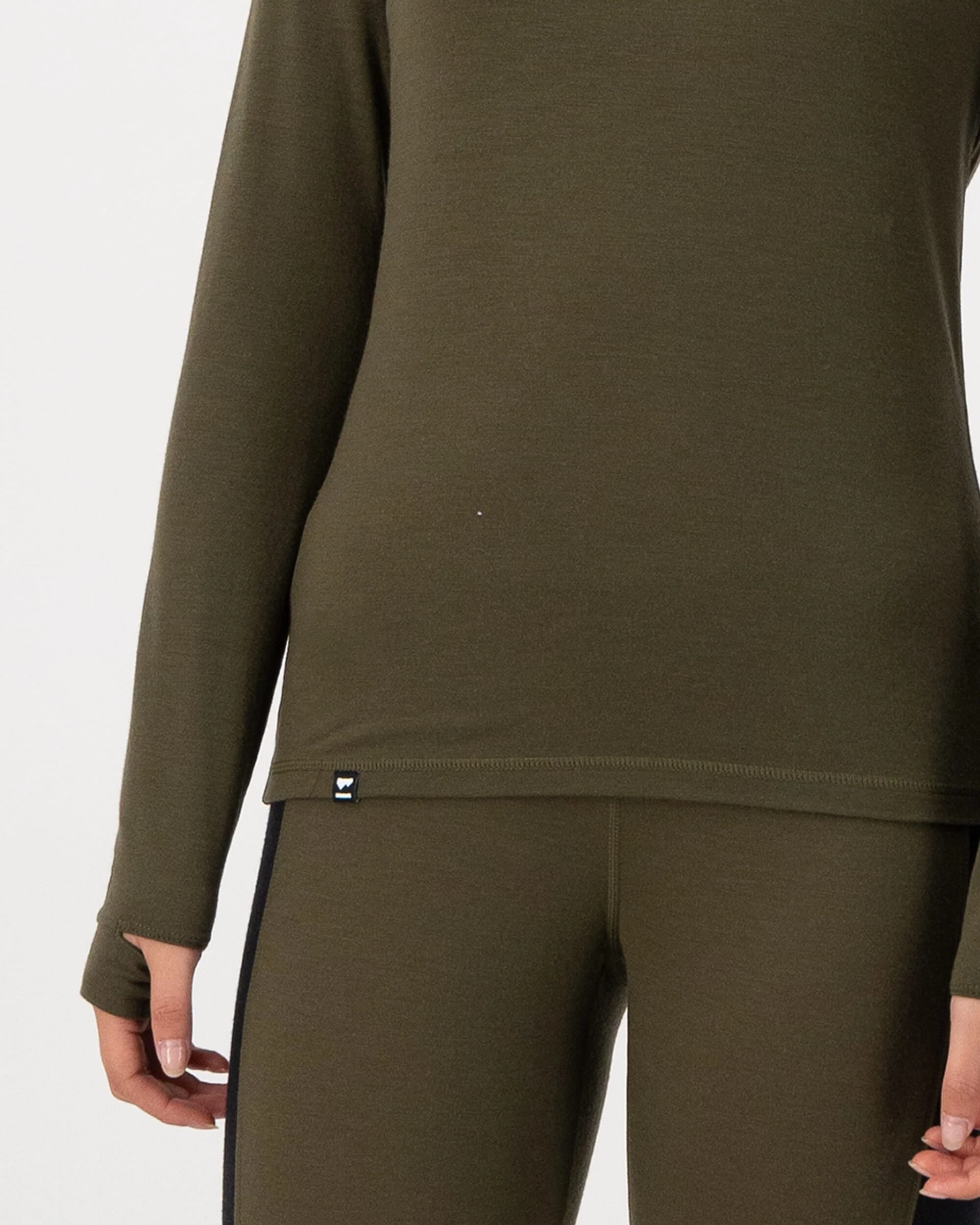 Cascade Merino Base Layer Long Sleeve - Dark Olive | Women's Long Sleeve Top - Image 3