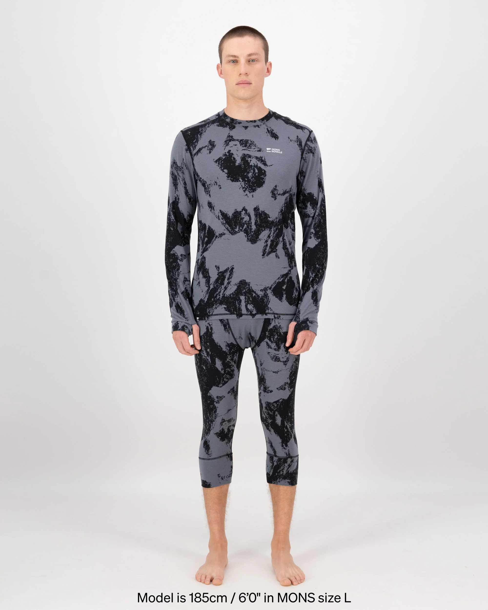 Cascade Merino Base Layer Long Sleeve - Mtn Pixel Grey | Men's Long Sleeve Top - Image 3