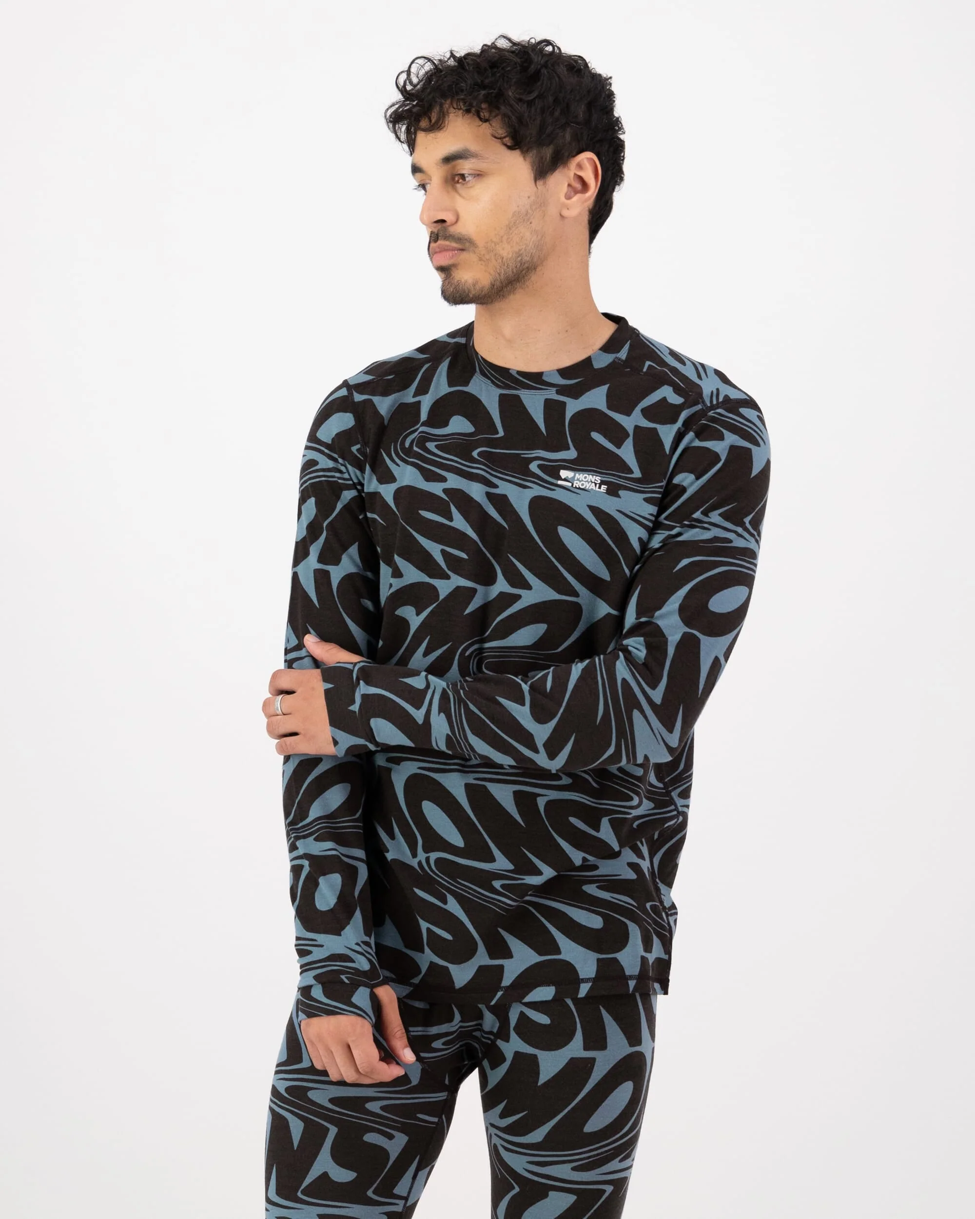 Cascade Merino Base Layer Long Sleeve - Signal Lost Goblin Blue | Men's Long Sleeve Top