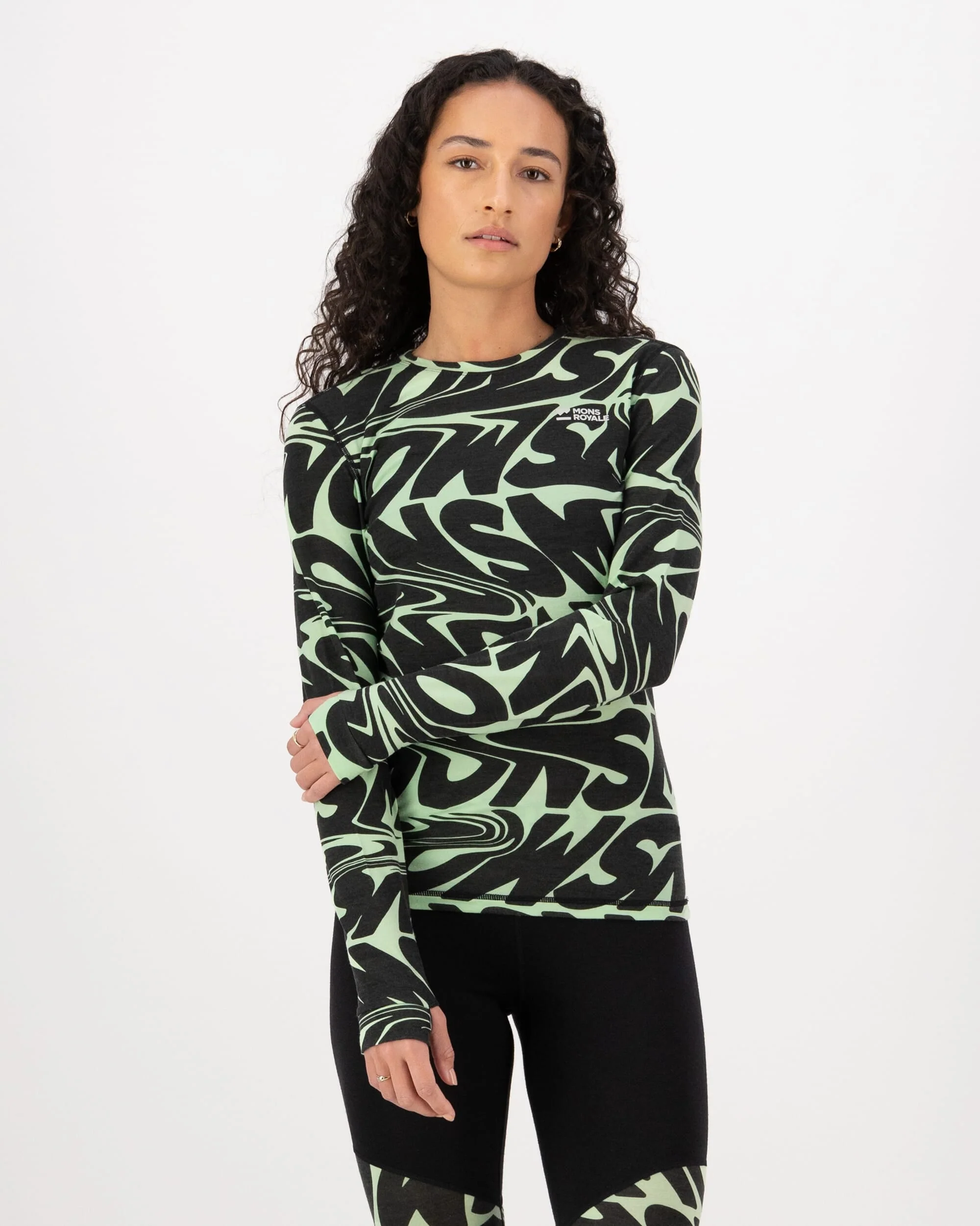 Cascade Merino Base Layer Long Sleeve - Signal Lost Matcha | Women's Long Sleeve Top - Image 3