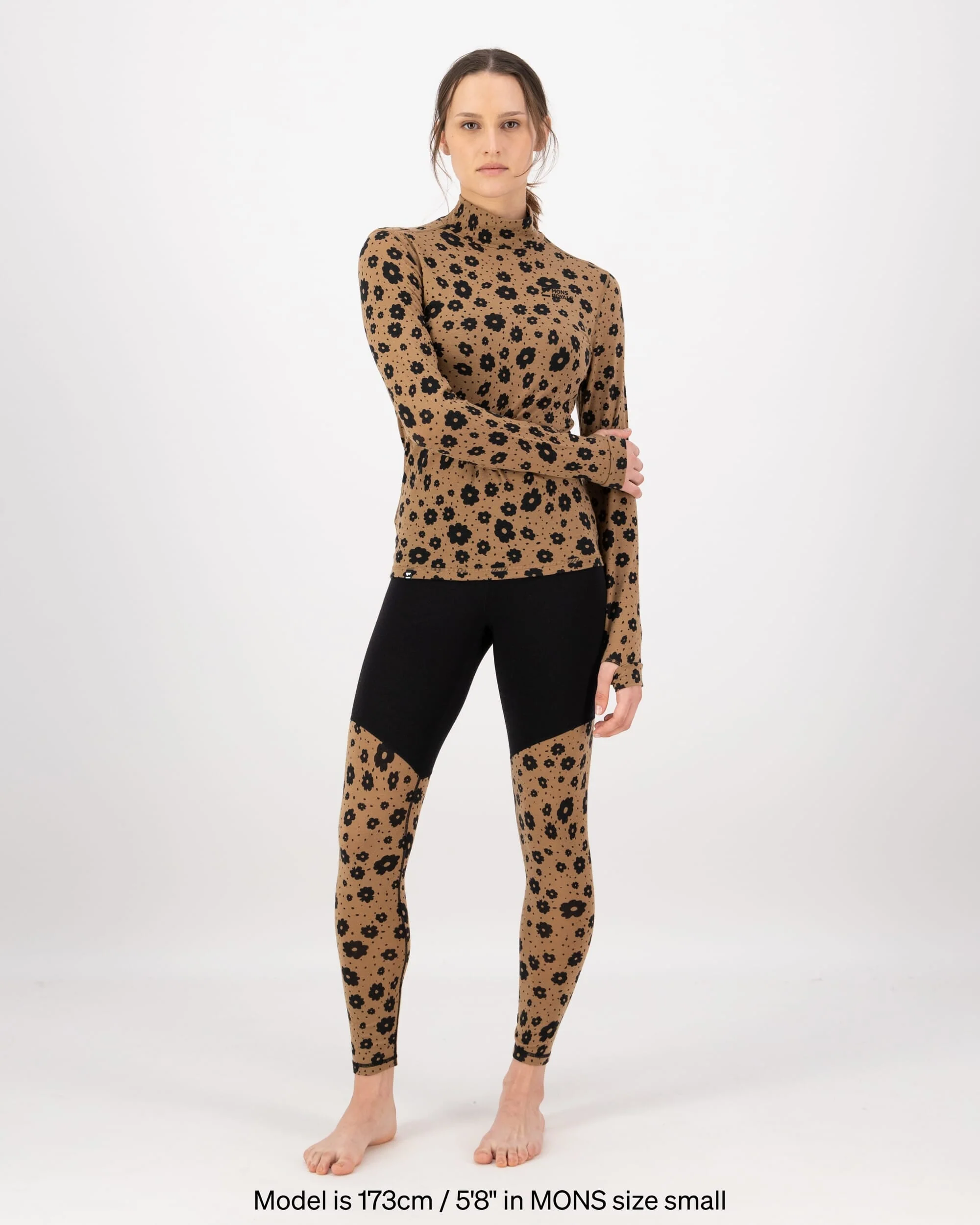 Cascade Merino Base Layer Mock Neck Long Sleeve - Aoraki Lily Toffee | Women's Long Sleeve Top - Image 4