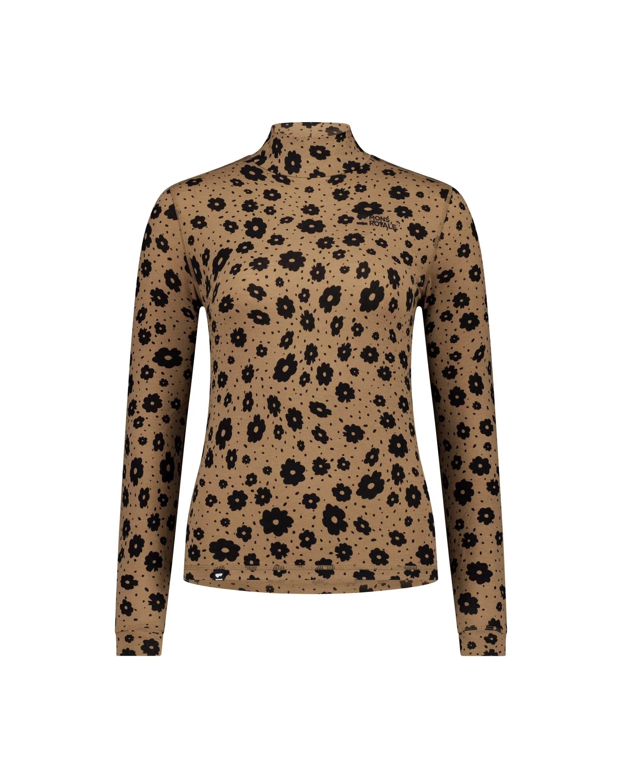 Cascade Merino Base Layer Mock Neck Long Sleeve - Aoraki Lily Toffee | Women's Long Sleeve Top - Image 5