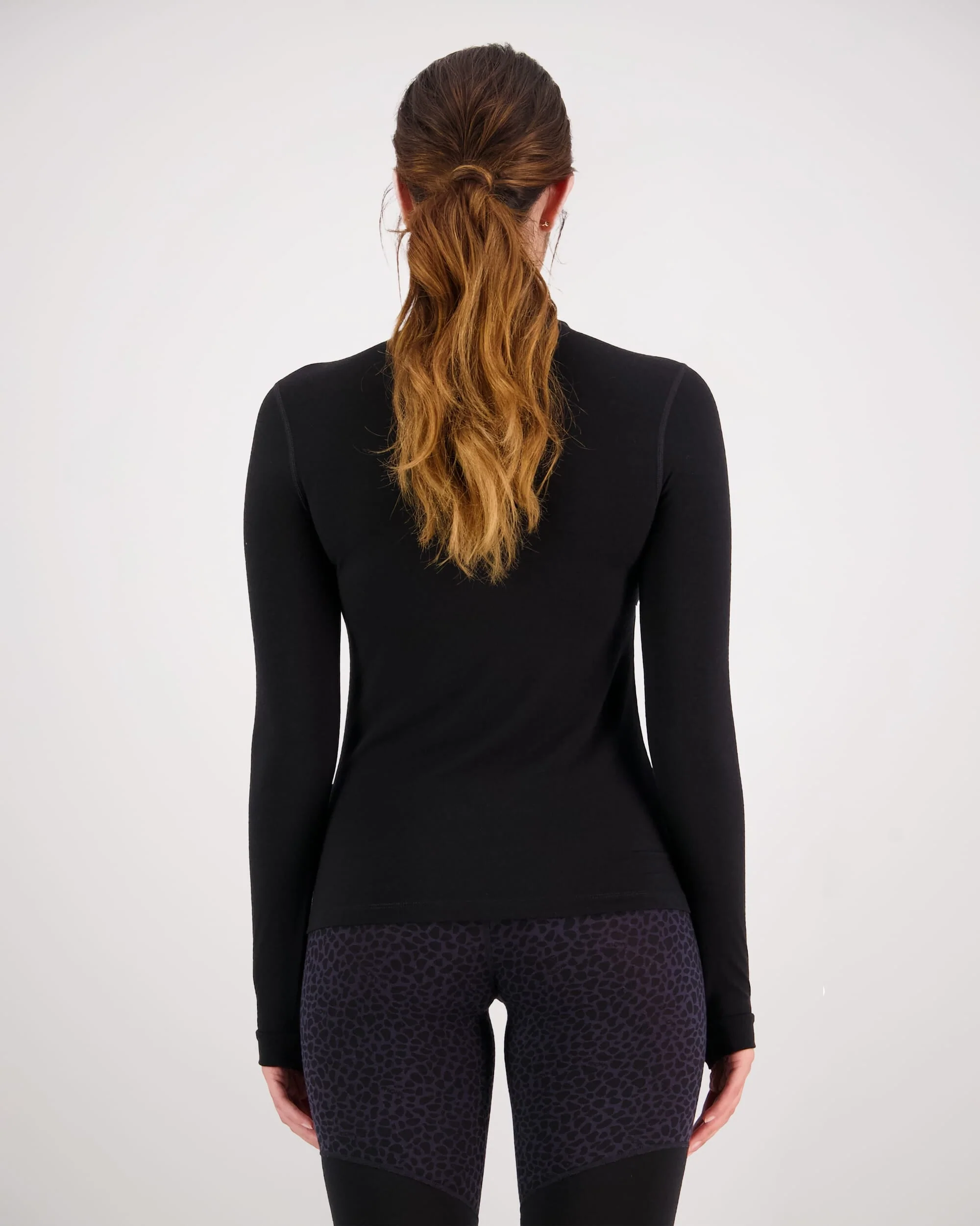 Cascade Merino Base Layer Mock Neck Long Sleeve - Black | Women's Long Sleeve Top - Image 2