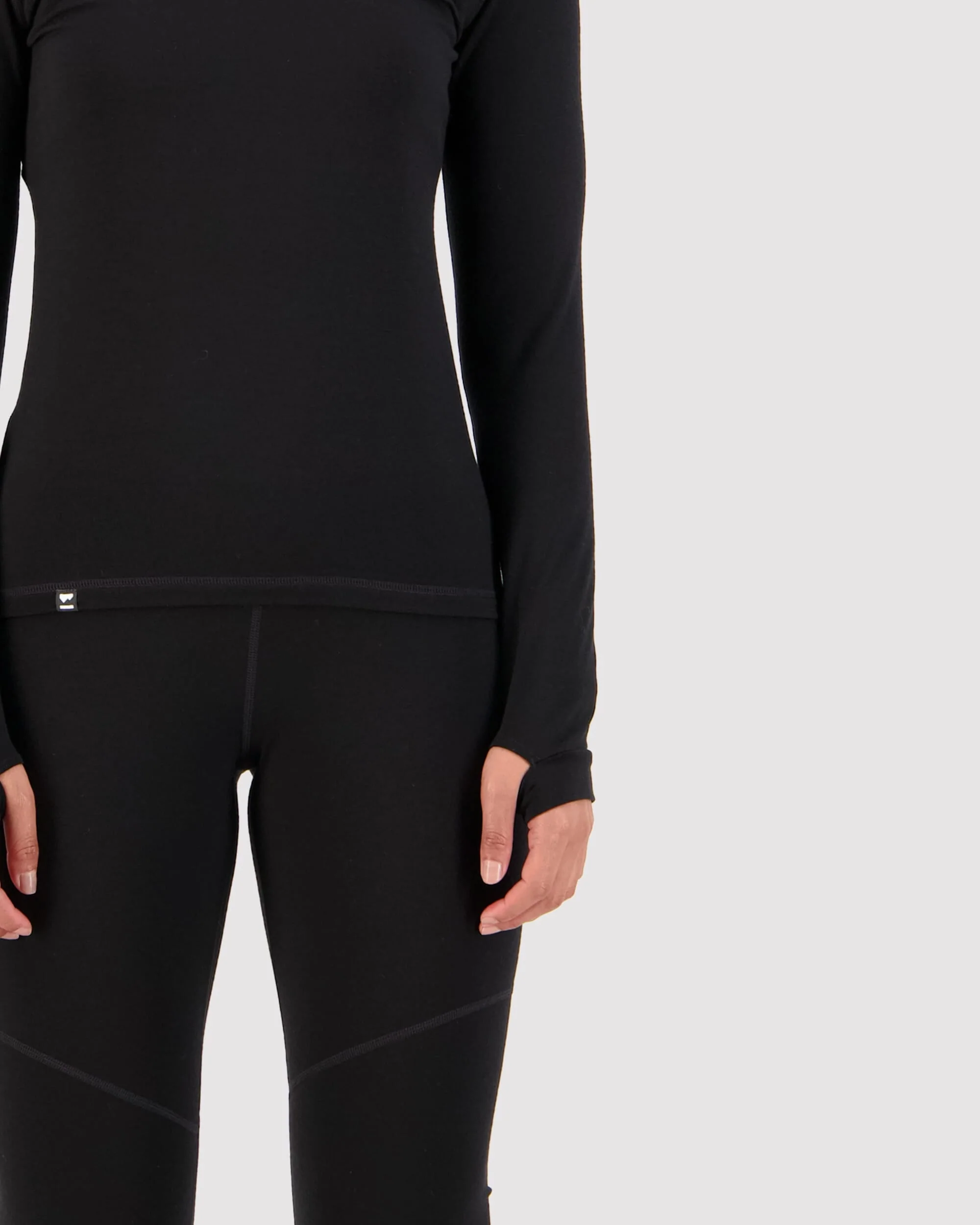 Cascade Merino Base Layer Mock Neck Long Sleeve - Black | Women's Long Sleeve Top - Image 3