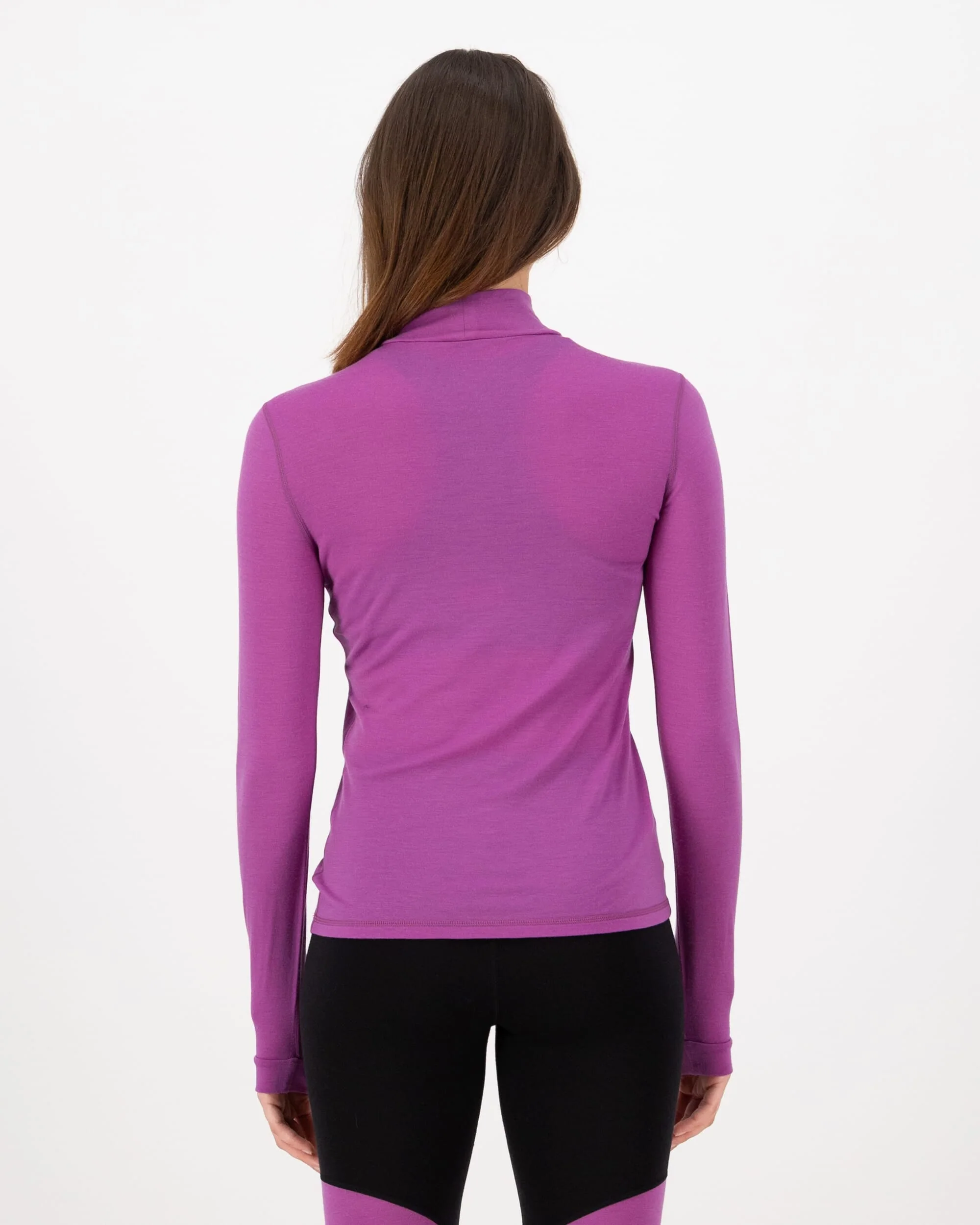 Cascade Merino Base Layer Mock Neck Long Sleeve - Purple Bolt | Women's Long Sleeve Top - Image 2
