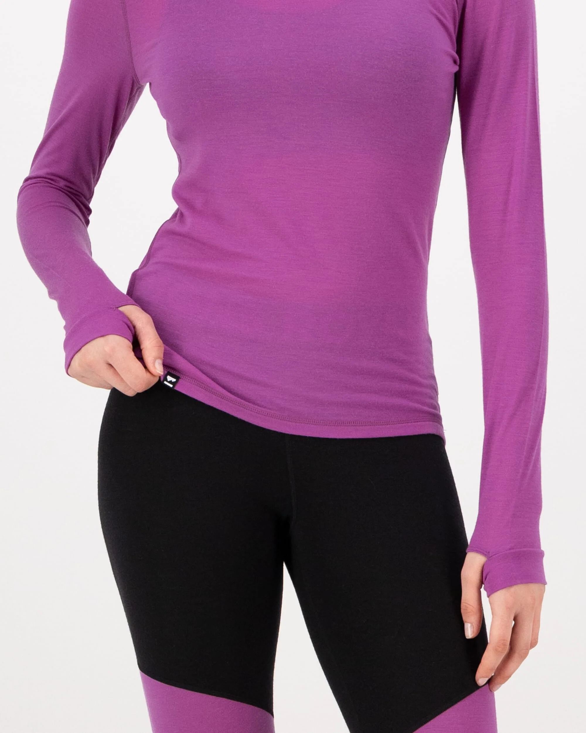 Cascade Merino Base Layer Mock Neck Long Sleeve - Purple Bolt | Women's Long Sleeve Top - Image 3