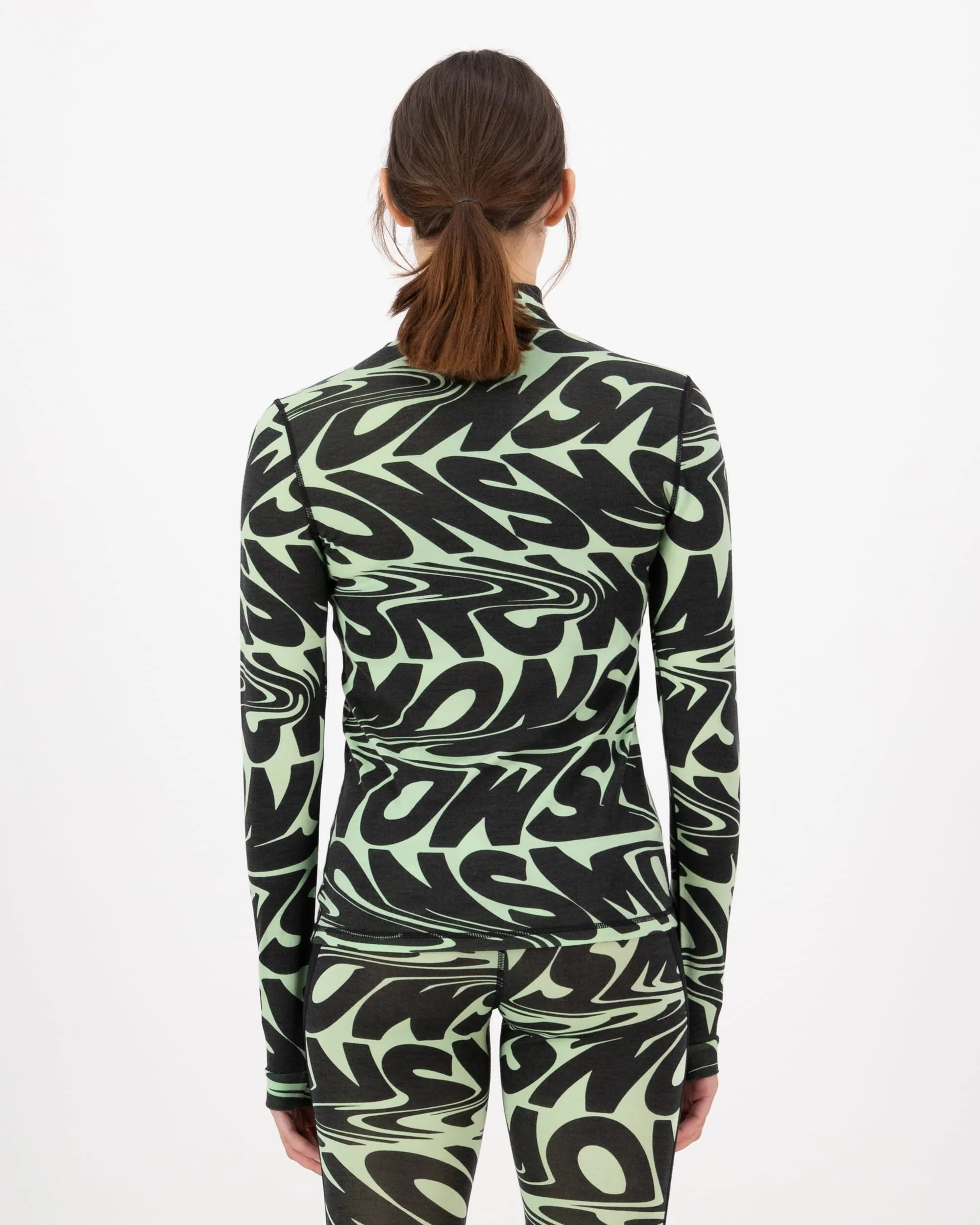 Cascade Merino Base Layer Mock Neck Long Sleeve - Signal Lost Matcha | Women's Long Sleeve Top - Image 2