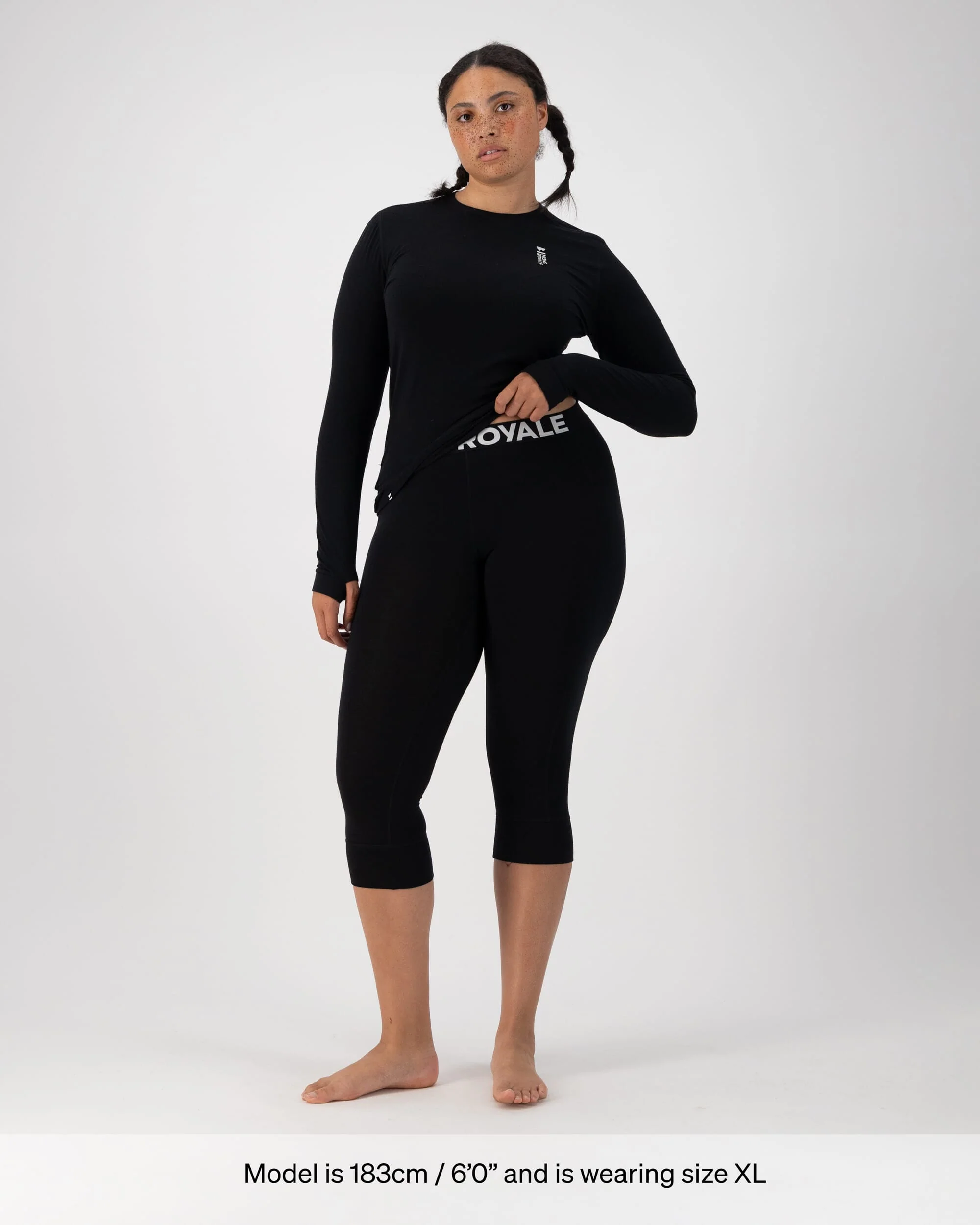 Cascade Merino Base Layer 3/4 Legging - Black | Women's Leggings - Image 3
