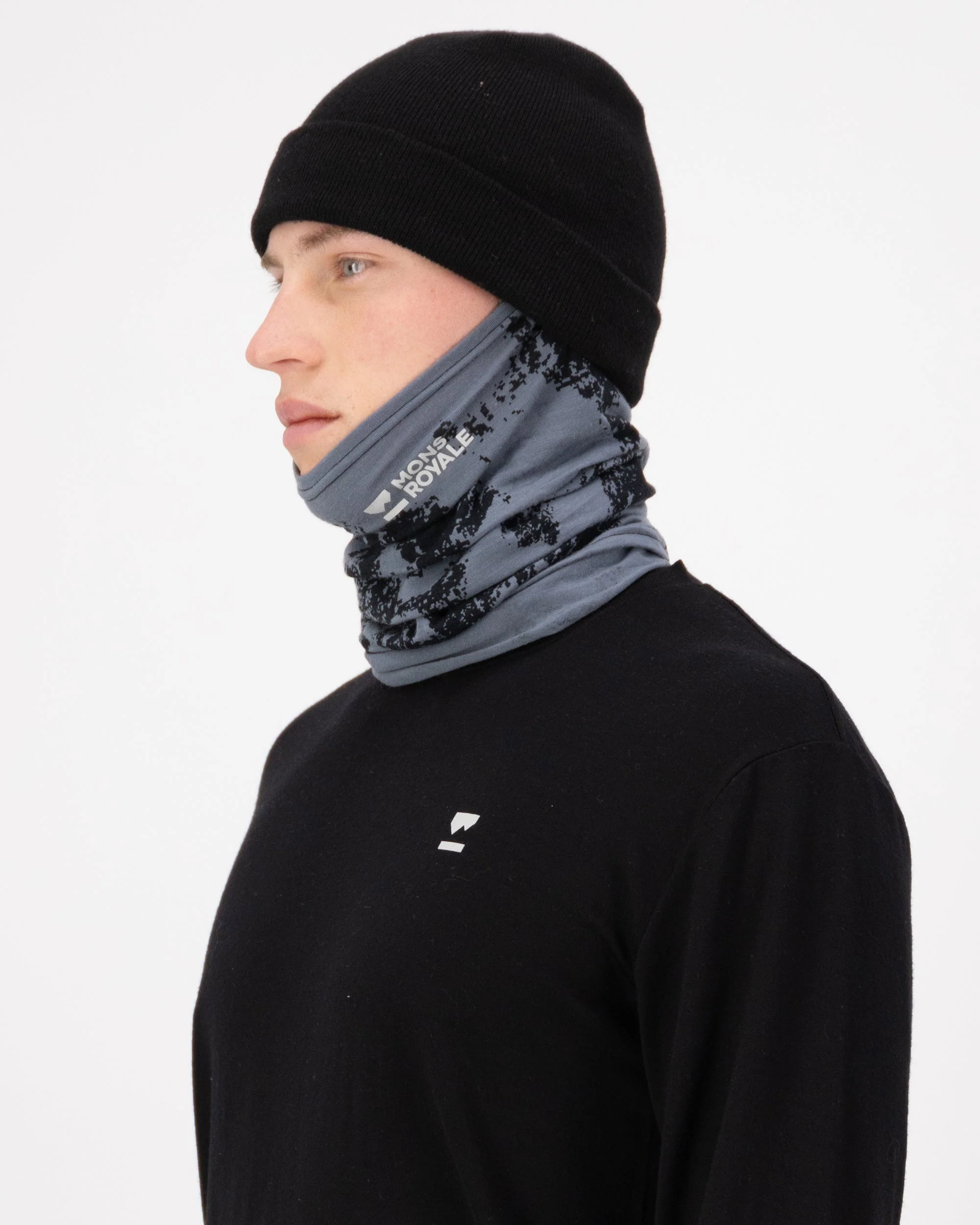 Daily Dose Merino Neckwarmer - Mtn Pixel Grey | Unisex Neckwarmer - Image 4