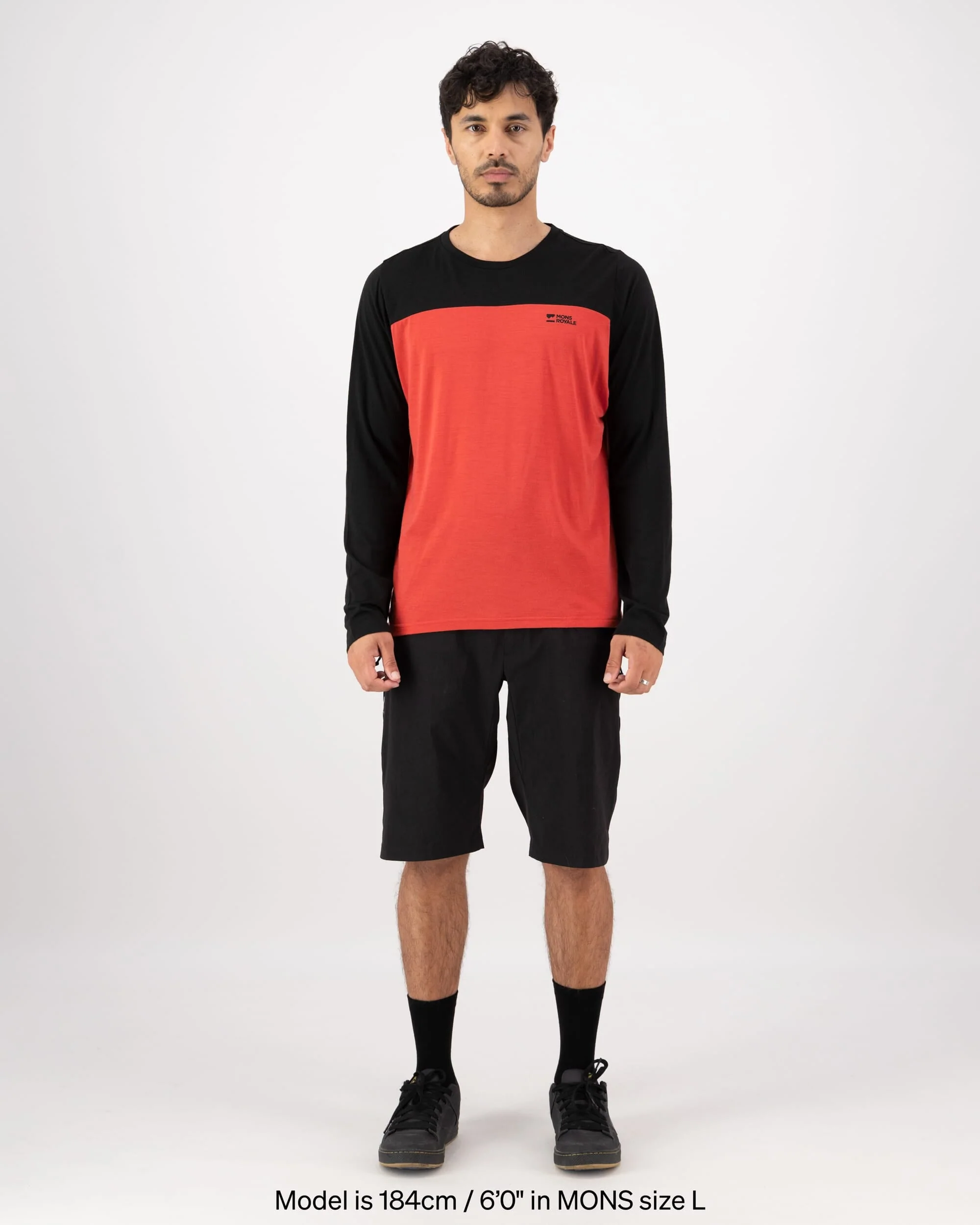 Diversion Merino Bike Jersey Long Sleeve - Cranberry / Black | Men's Bike Jersey - Image 3