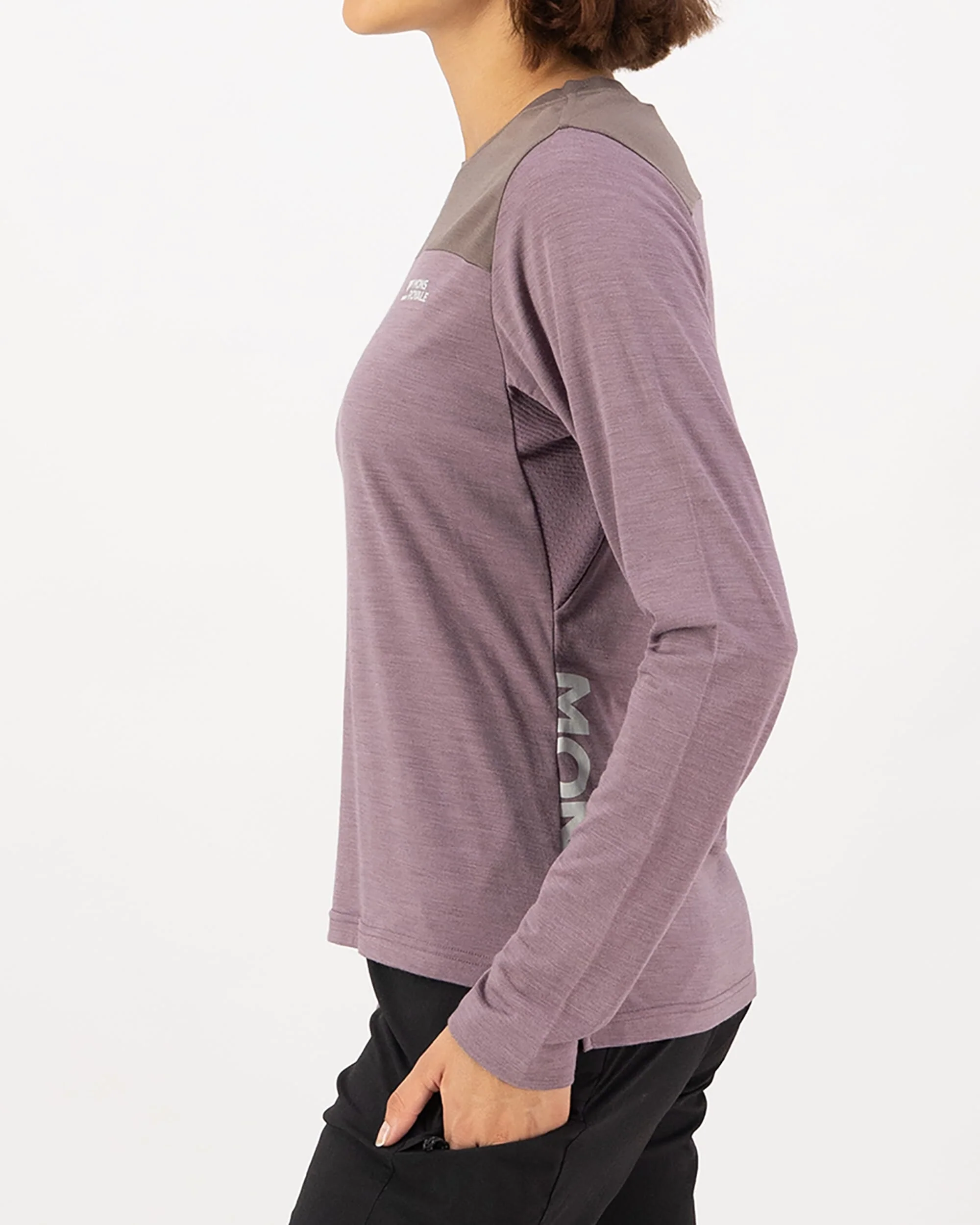 Diversion Merino Bike Jersey Long Sleeve - Mauve / Iron - Image 3