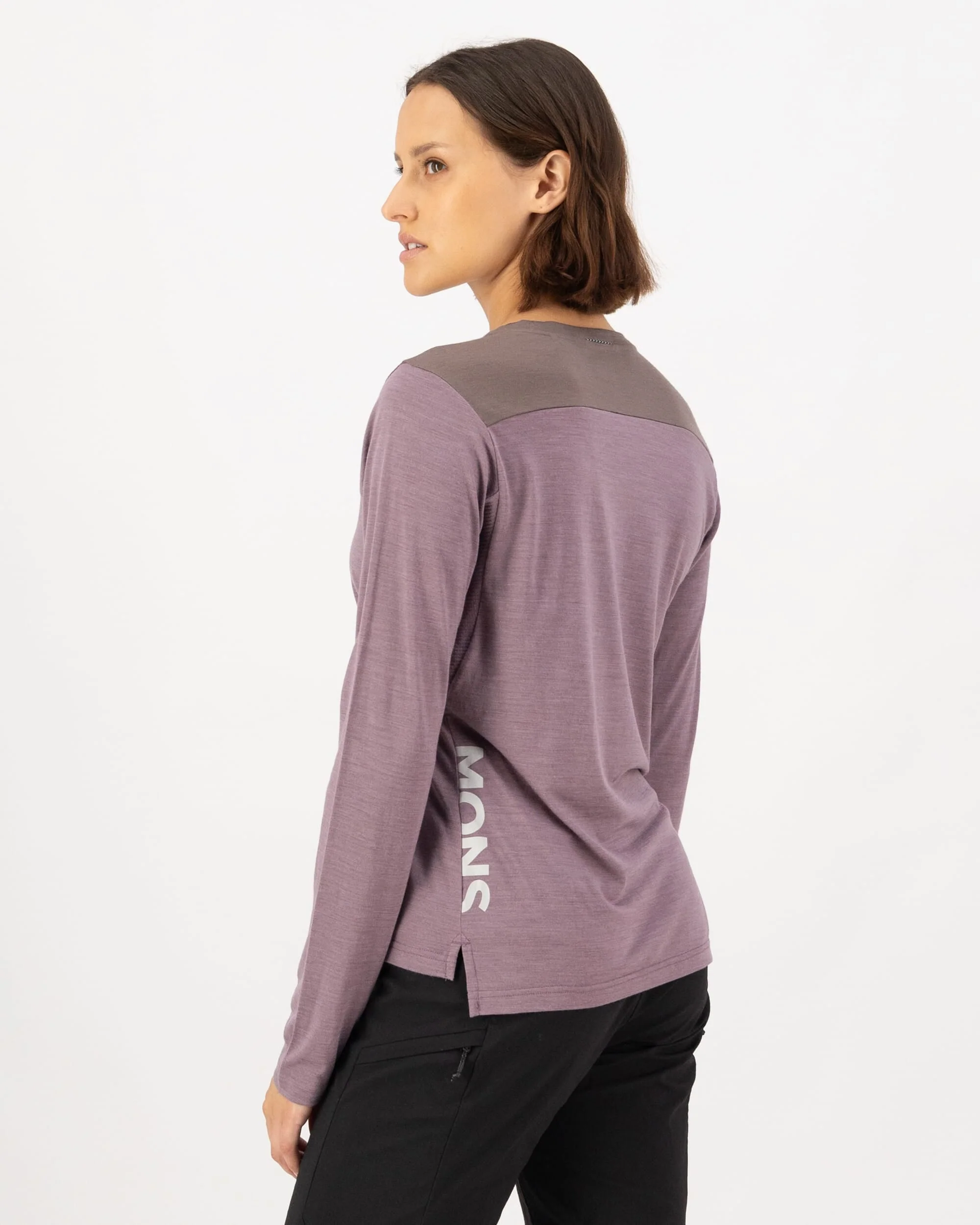 Diversion Merino Bike Jersey Long Sleeve - Mauve / Iron - Image 4
